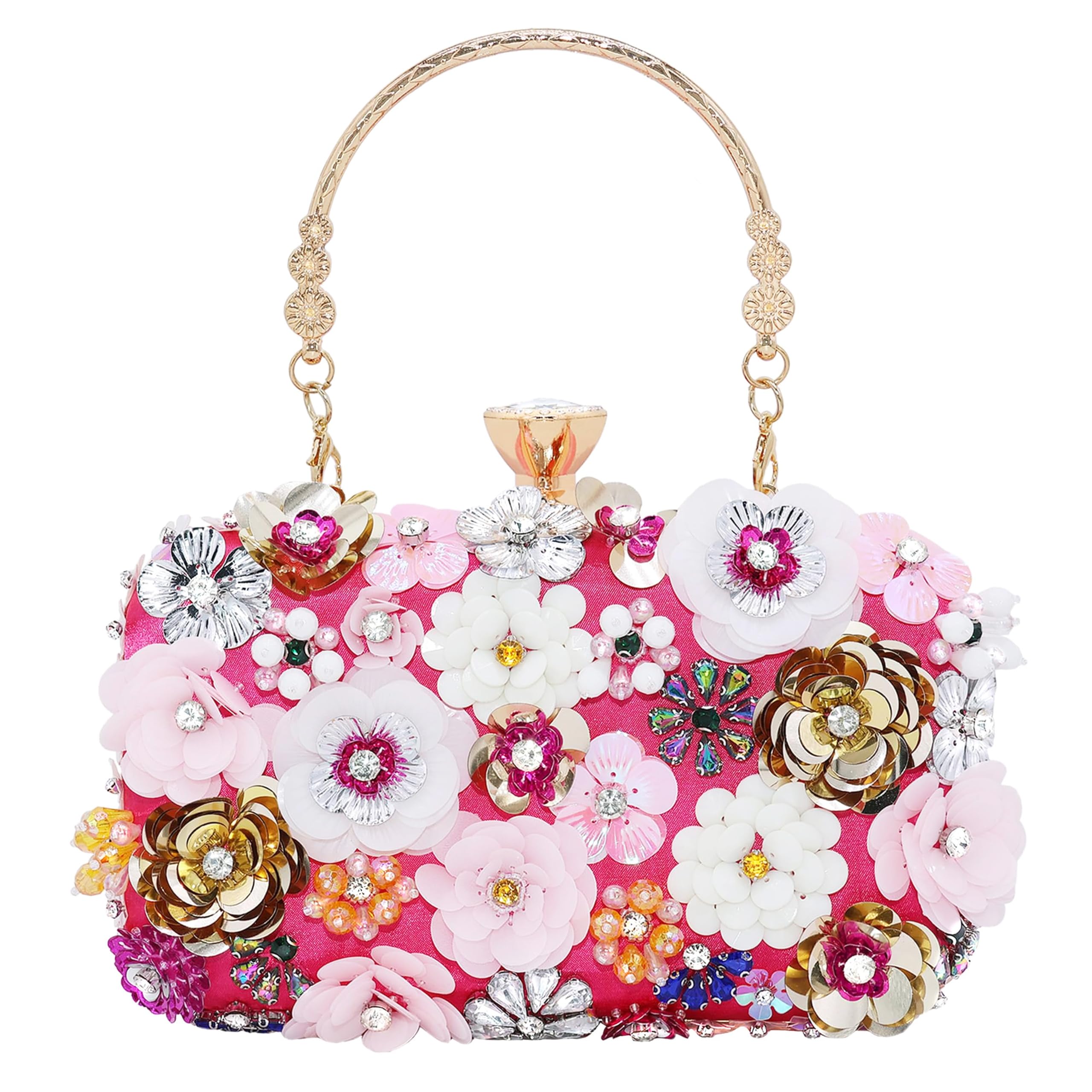 Women Clutch Purse Flower Evening Handbag Chain Shoulder Bag