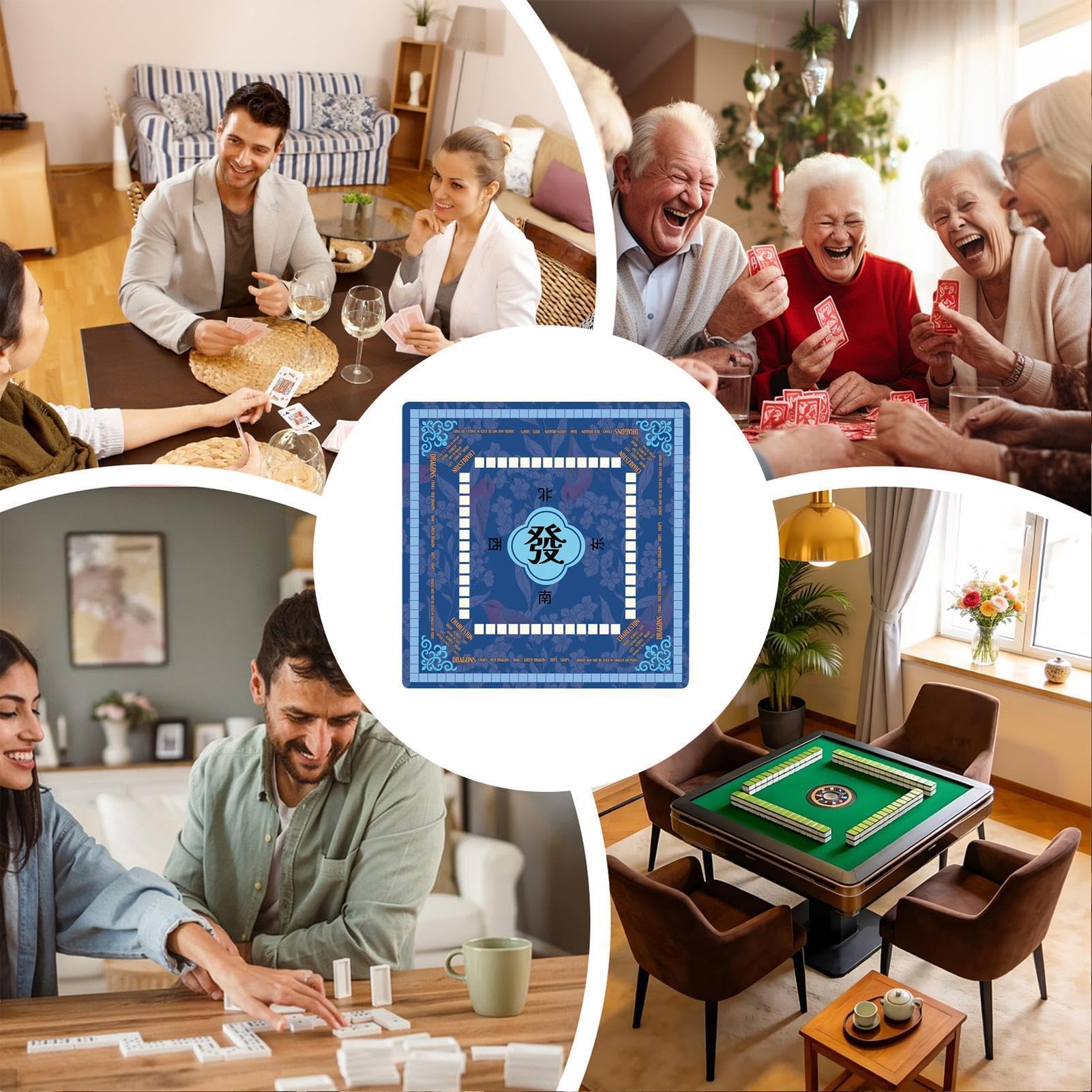 Tapis Mahjong Américain Règles Imprimées, Antidérapant Et Silencieux | Tapis De Table Mahjong En Caoutchouc Pour Soirées , Résidences Seniors, Fêtes-Rassemblements, Voyages Joueurs