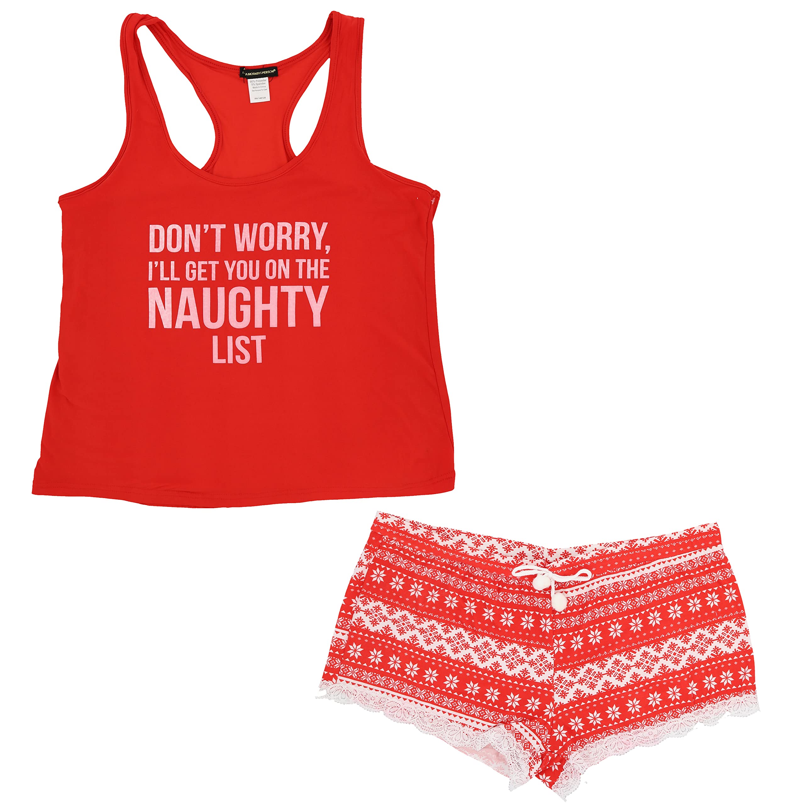 not a morning person Women's Plus Size Holiday Pajama Set, Tank & Shorts