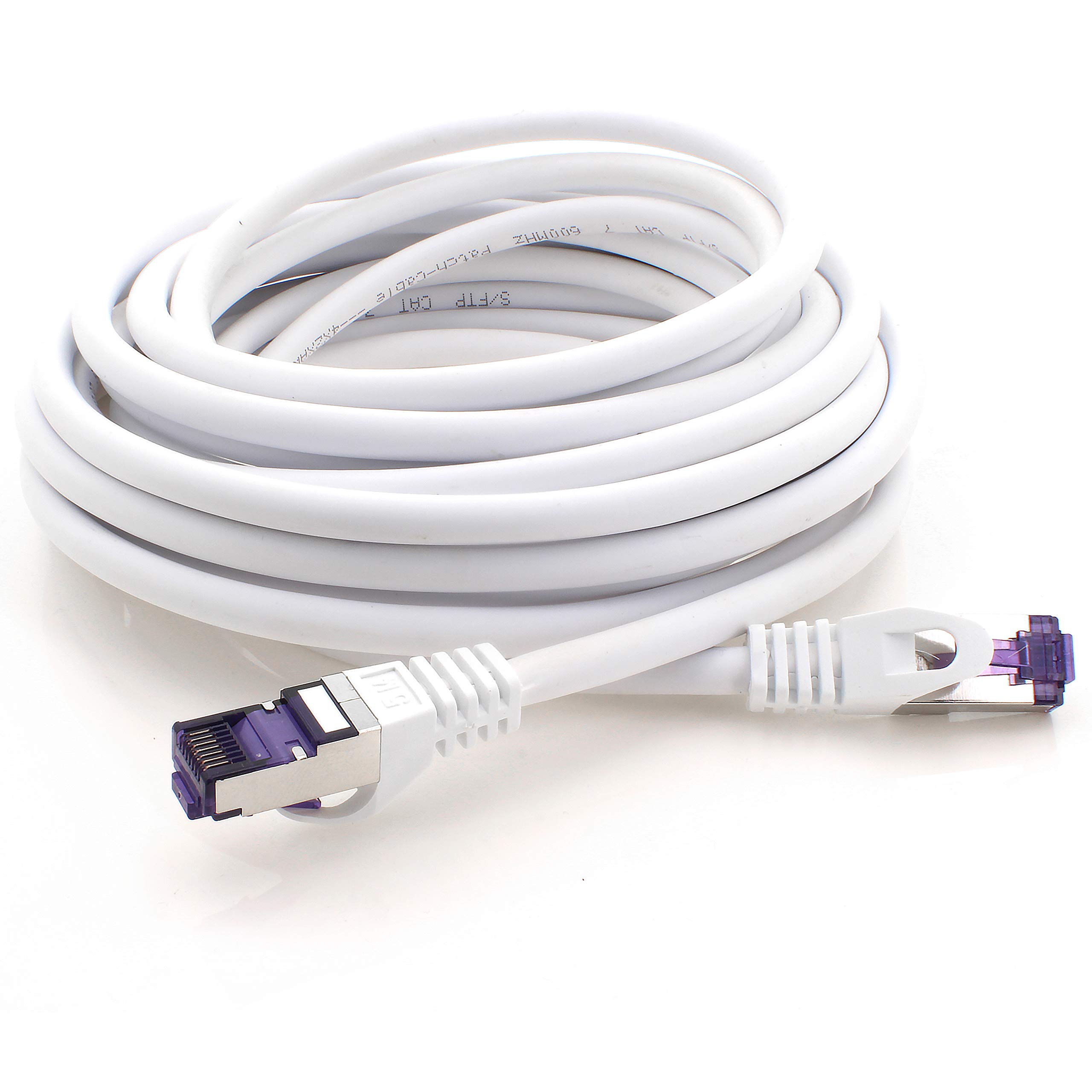 1aTTack.de Cat.7 Cavo di Rete 0,5m - Bianco - 10 Pezzi - Ethernet LAN Cat.7 SFTP PIMF LSZH Spina RJ45 Cat6a 10 Gbit s