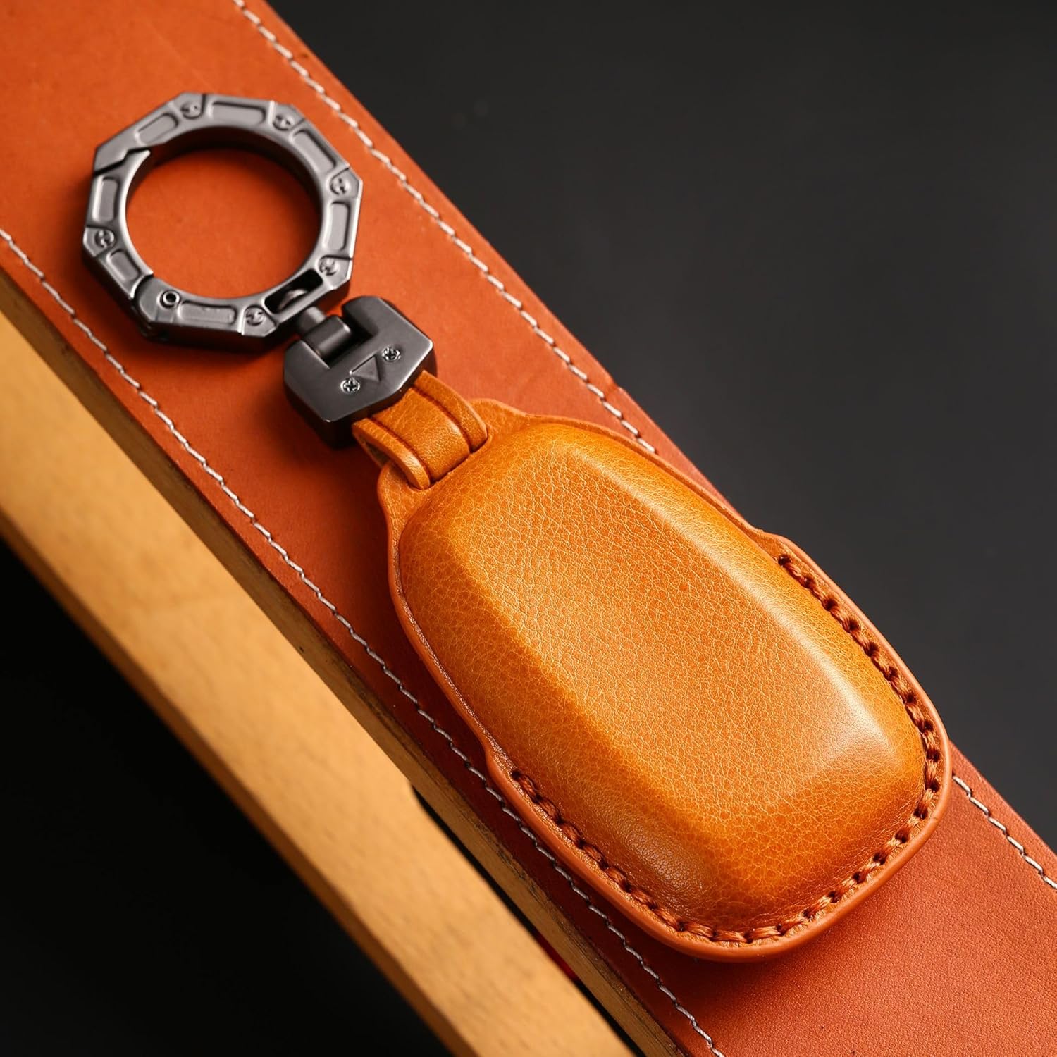 KUNIO Car Key Fob Cover Case Fit for Subaru BRZ Forester Crosstrek Outback Key Protective Cover Keychain Leather Key Holder
