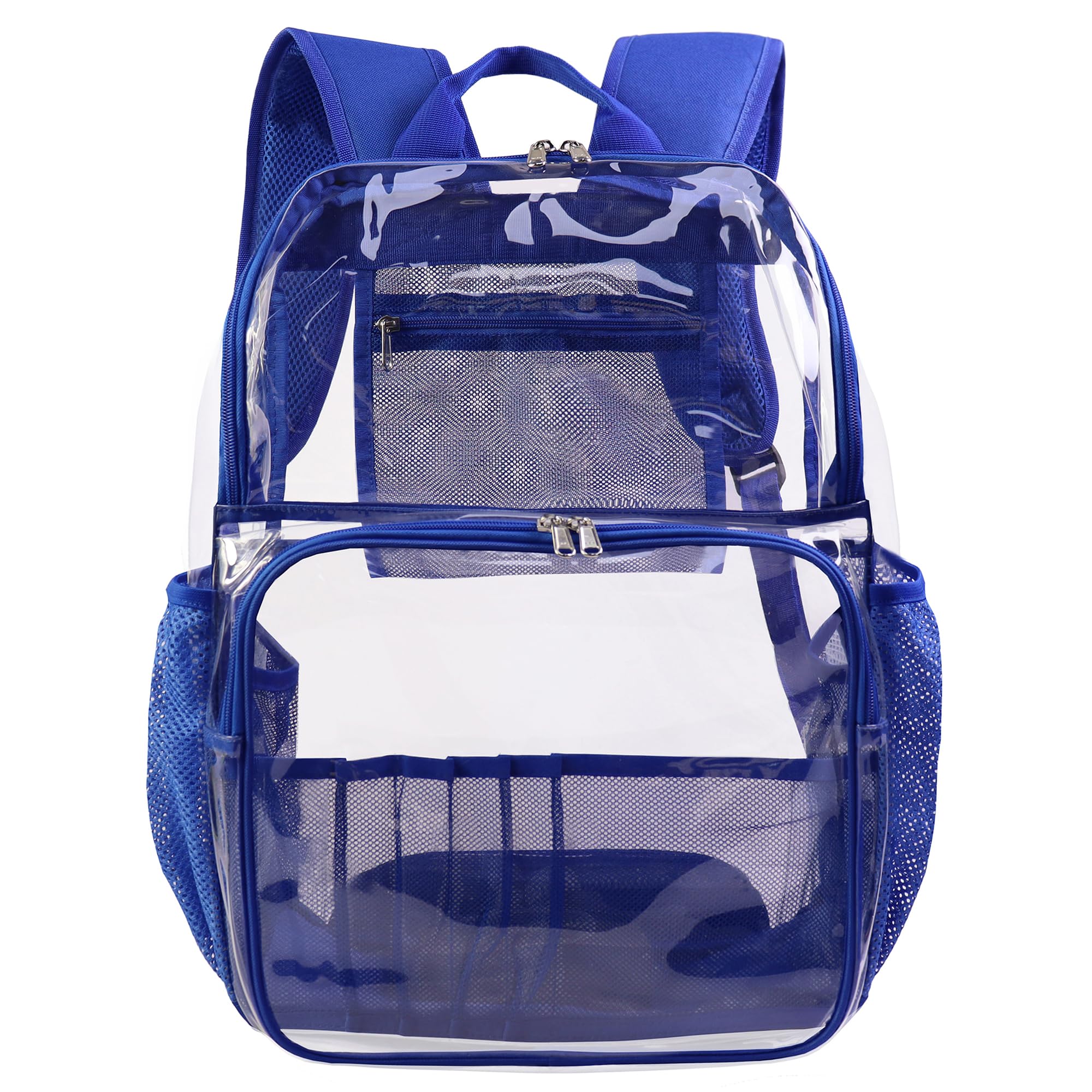 GiMiUiTo Clear Backpack,See Through Backpack School Approved Heavy Duty Clear Backpack Transparent Bookbag for College Work Travel Security,Blue