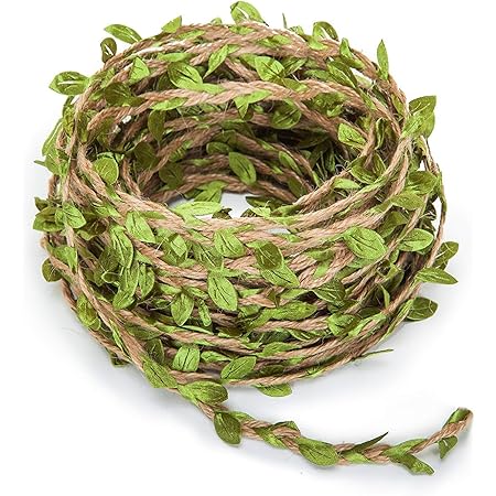 132 Ft Artificial Vines with Twine, Artificial Eucalyptus Leaf Greenery with Hemp Rope for Baby Shower Home Wall Garden Wedding Party Wreaths(132 ft with Hemp Rope)