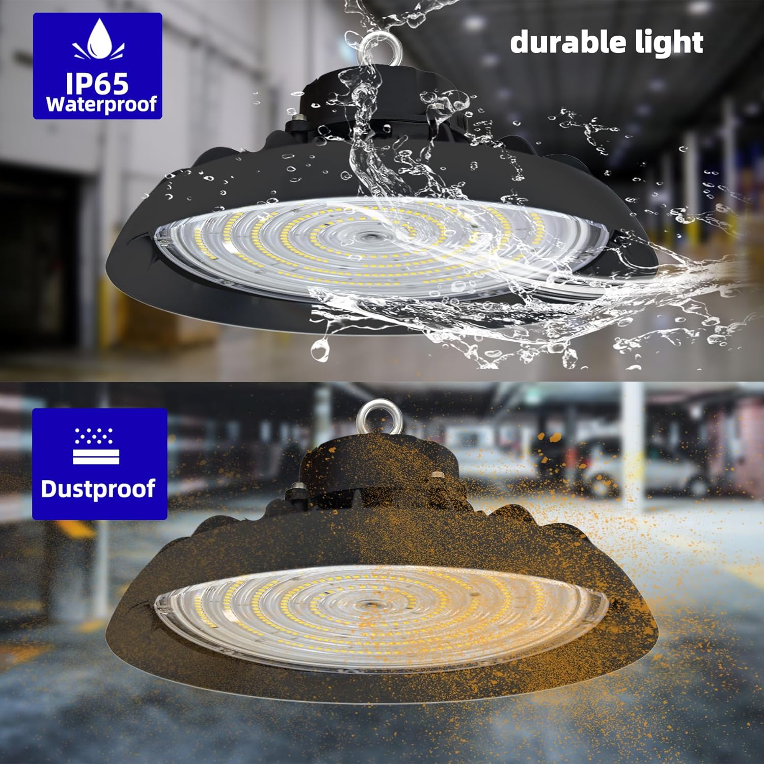 UFO LED High Bay Light 100W, 16000 LM High Bay LED Shop Light, 5000K Daylight, 0-10V Dimmable, 100-277V UFO High Bay Lights for Shop Garage Barn Warehouse Factory Gym