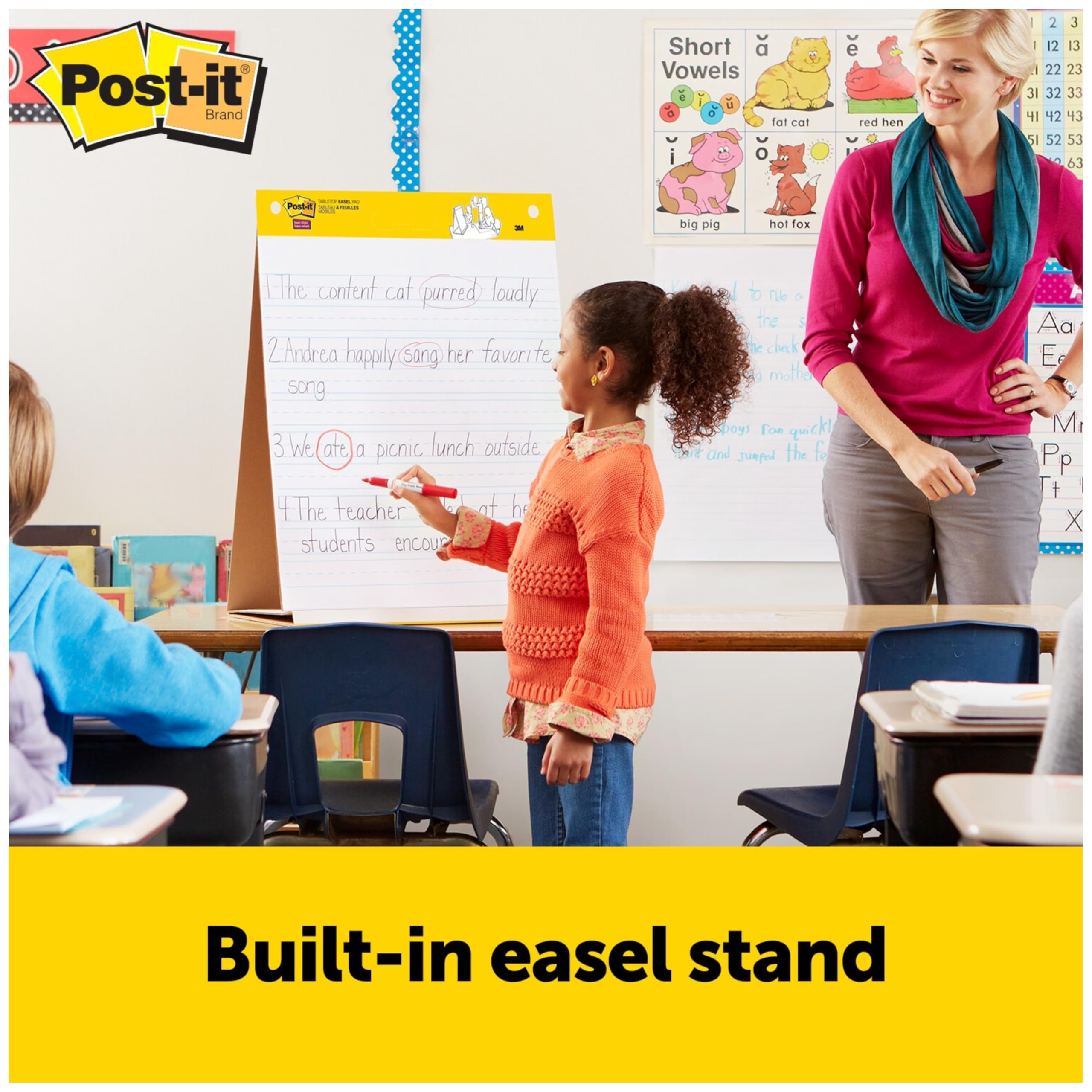 Post-It Chevalet de table Pad, 20 x 58,4 cm, 20-sheets/Pad, White with Primary Lines, 20 x 23 in