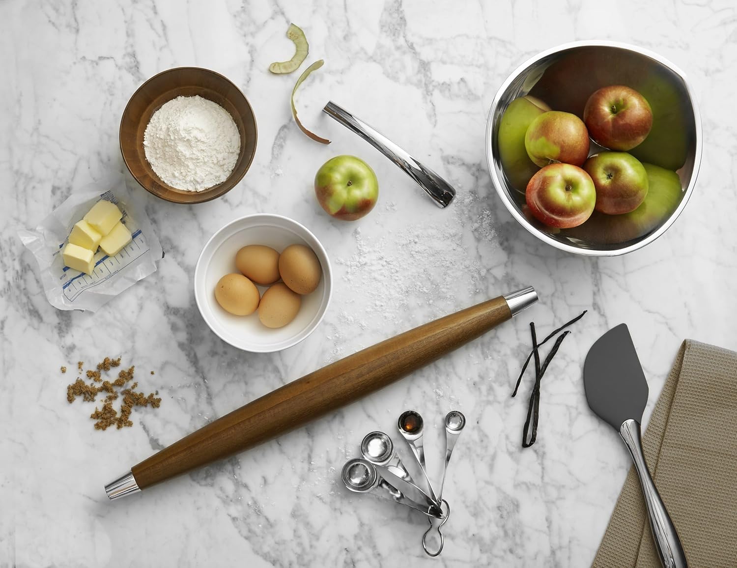 nambe Curvo Spatula Bowl Scraper | 12 Inch Heat Resistant Kitchen Scraper for Baking and Cooking | Made of Stainless Steel and Silicone | Designed by Steve Cozzolino