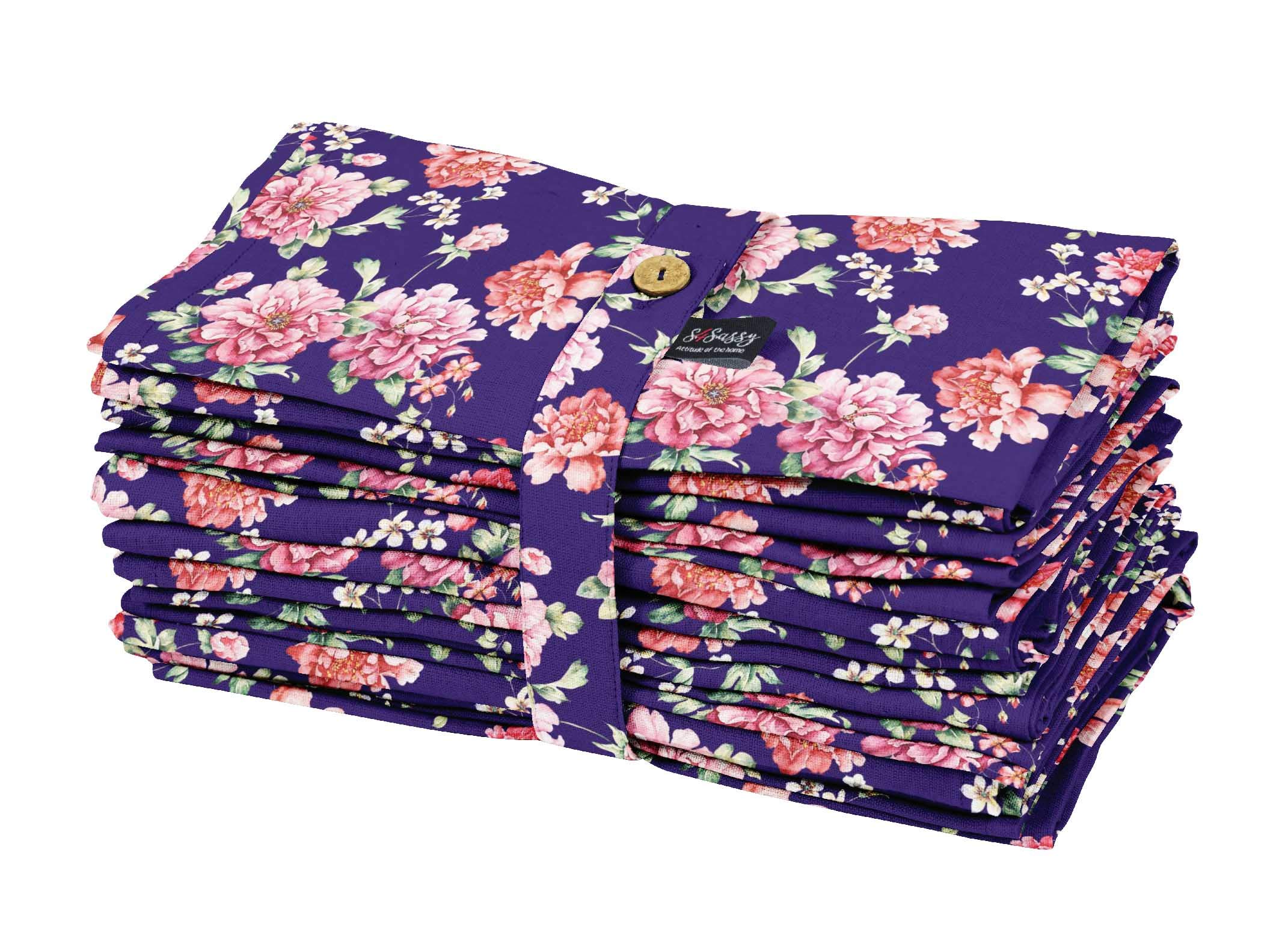 Serviettes en coton floral bleu parfaites pour vos repas de fête et dîners