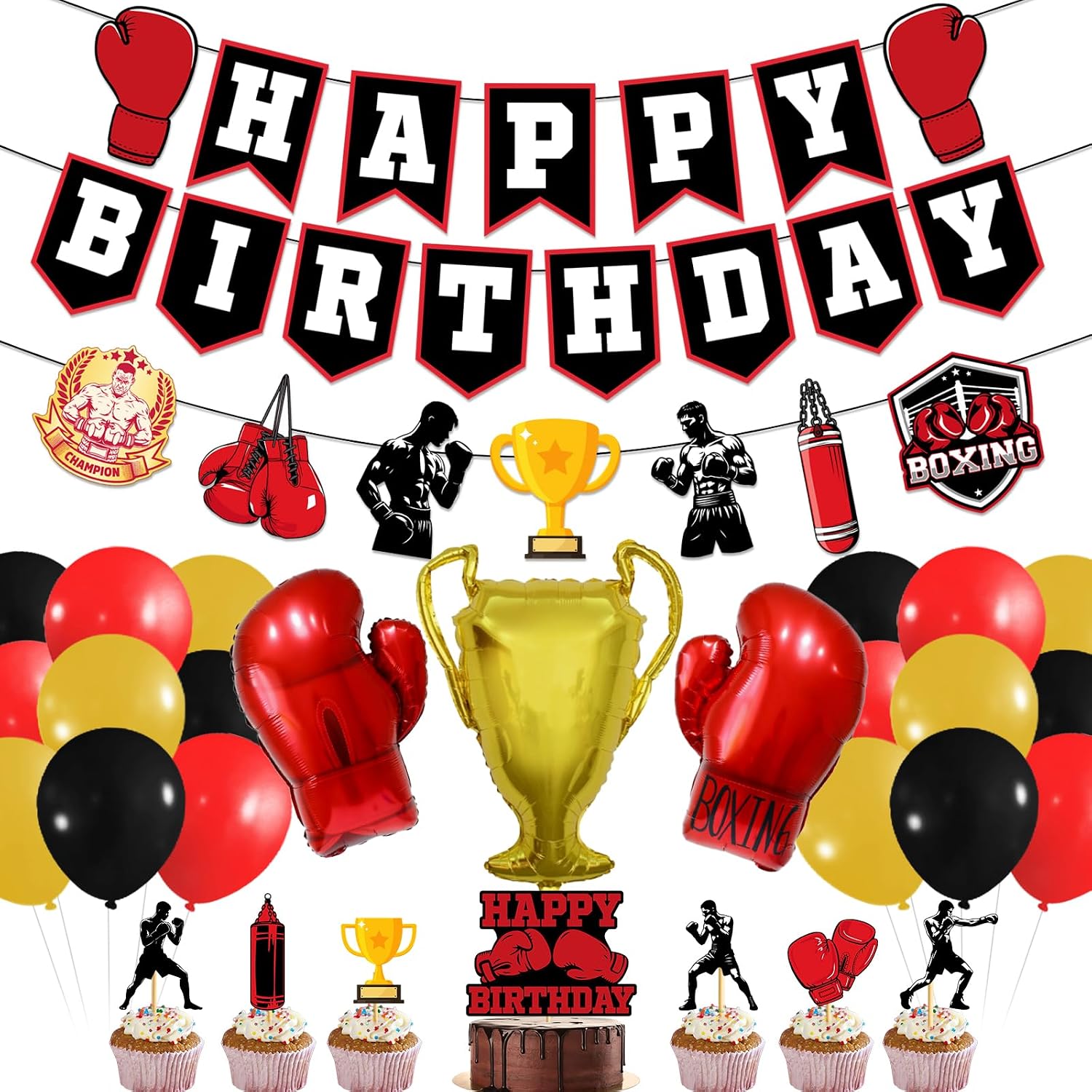 Boxing Party Decorations: Boxing Theme Birthday Supplies for Boys or Men