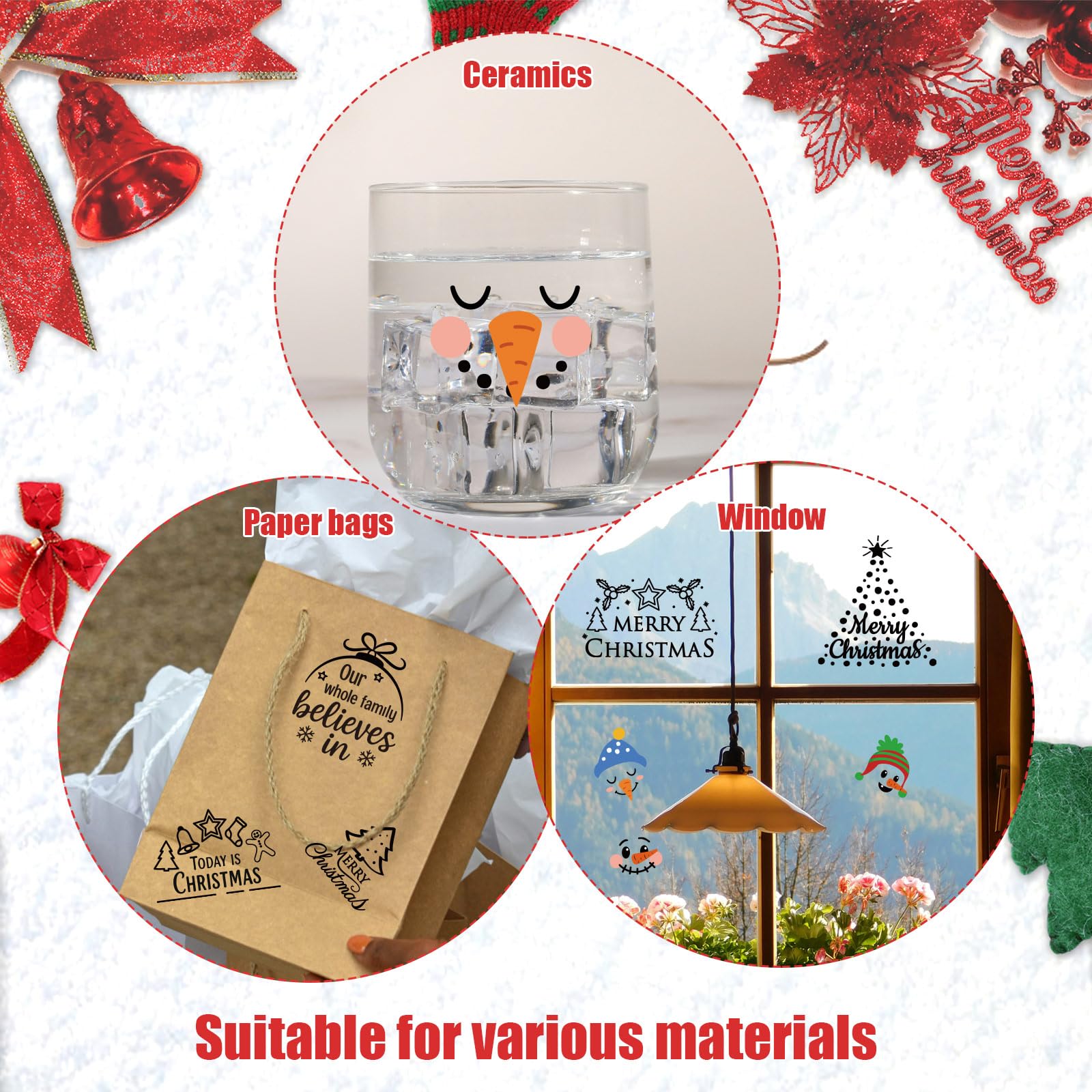 10 Sheets/227pcs Snowman Face Stickers - Image 4