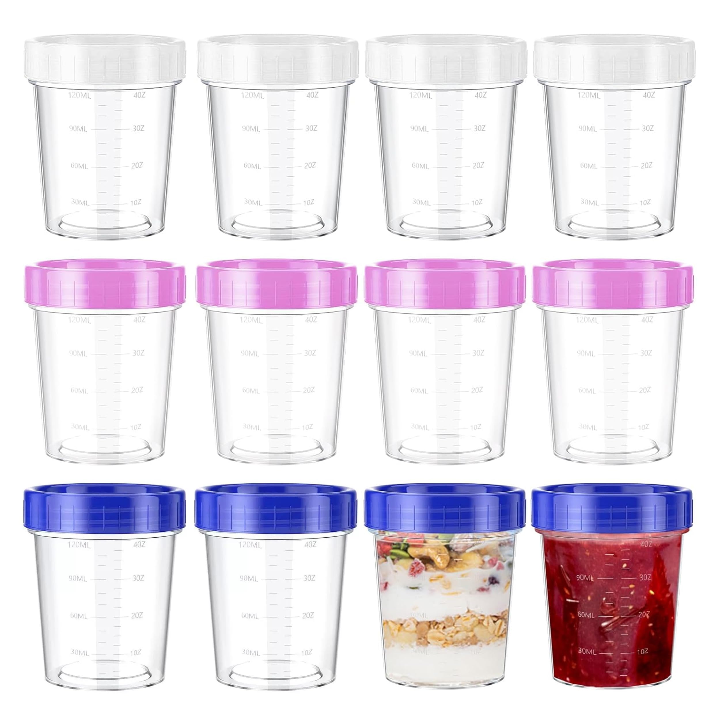 Salad Dressing Container to Go, 12 Pcs Small Food Containers with Lids, 120ML