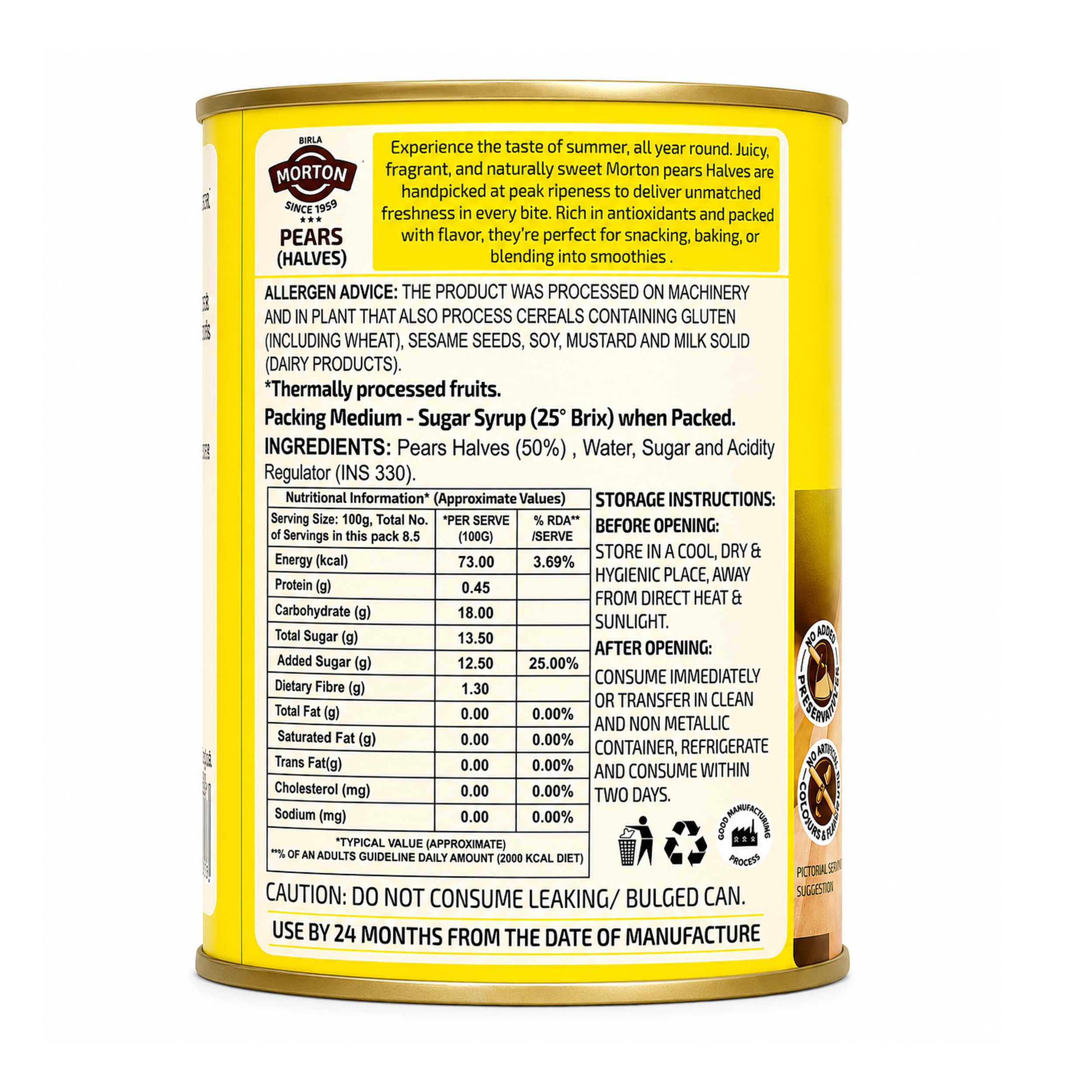 Birla Morton Pears Halves 850 Gm Pack of 2 2