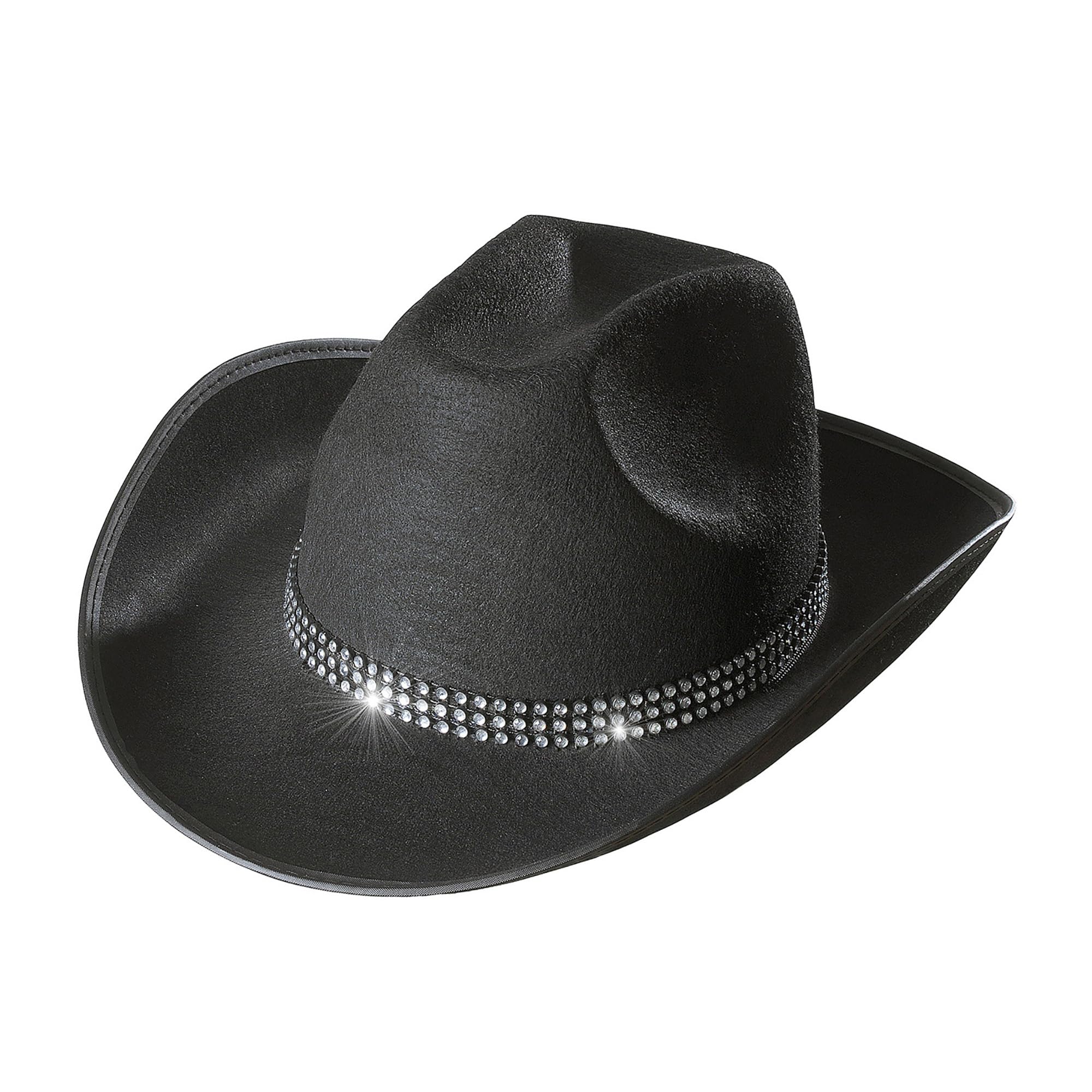 Cowboy Felt withStrass Band - Black Cowboy Wild West Hats Caps & Headwear for Fancy Dress Costumes Accessory