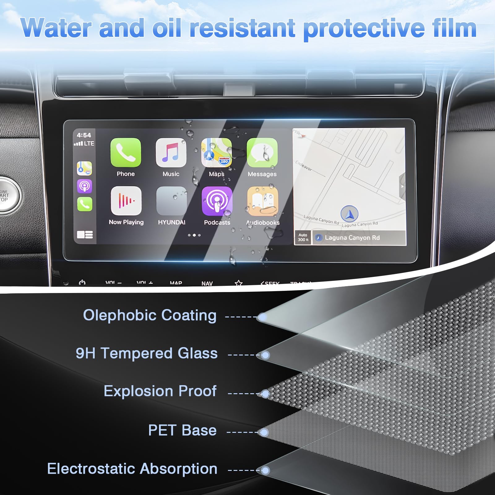 FIILINES 2-Pack Screen Protector For 2022-2024 Hyundai Tucson & Santa Cruz - 10.25 Inch Tempered Glass