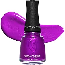 China Glaze CG Nail Lacquer Summer Reign Vivid Purple Nail Polish, Quick Dry, Chip Resistant, Shimmer Glossy for Salon & DIY Manicure, 0.5 fl oz