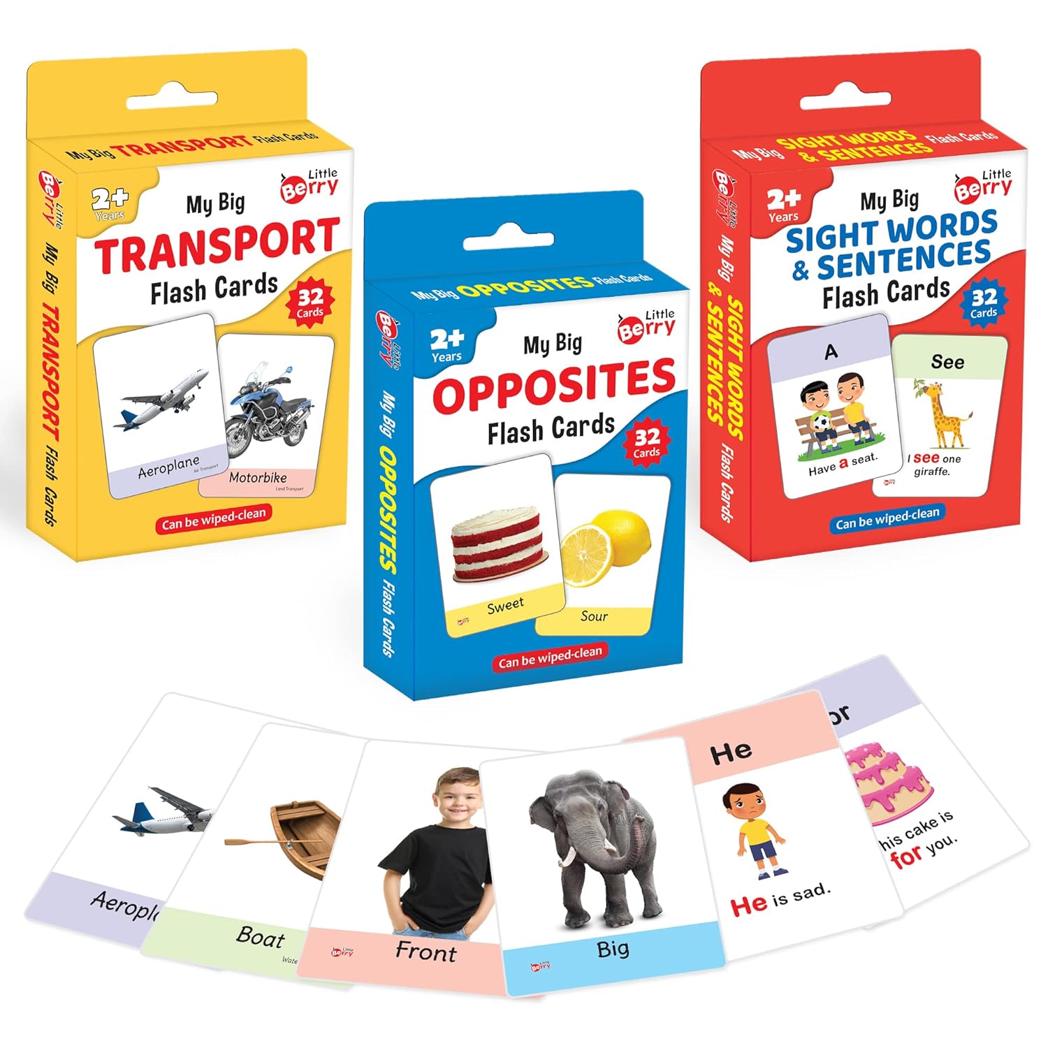 Buy Little Berry Big Flash Cards for Kids Transport, Opposites & Sight