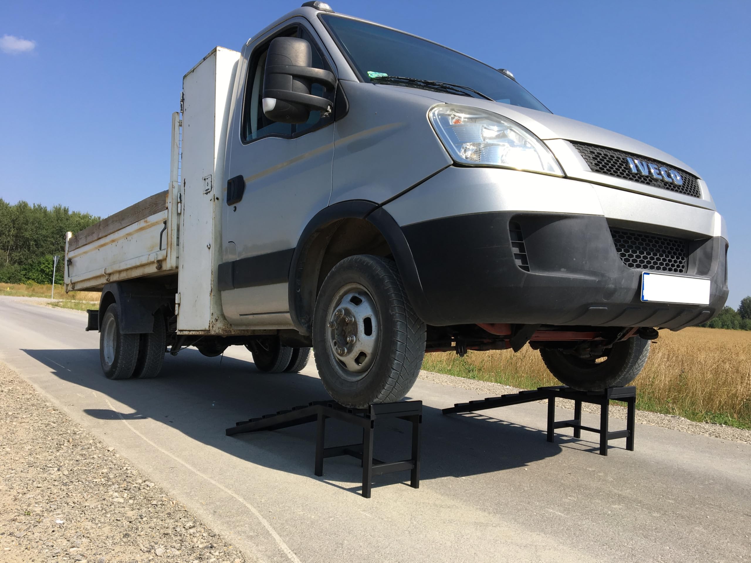 2X Rampes Auto 4000 kg – Non Peintes – avec Extensions | Charge Lourde | Low‑Profile 330 mm | pour Voitures, SUV, 4x4 | Idéal Atelier & Vidange