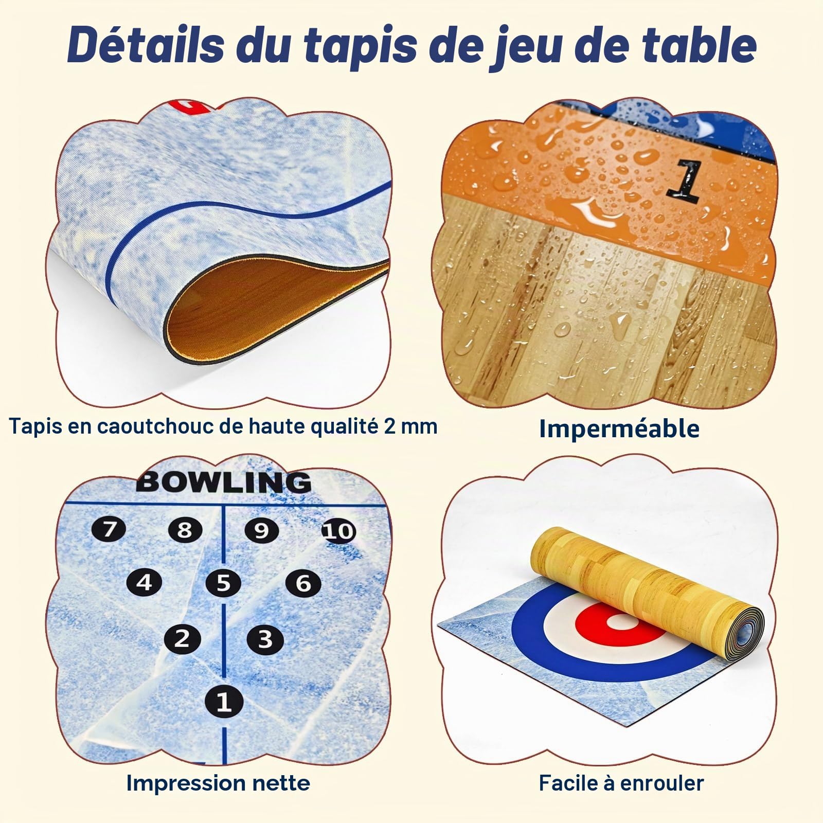 Jeu de curling 3 en 1 de table, Shuffleboards de table, bowling, jeu interactif pour enfants et adultes, jeux de fête de famille