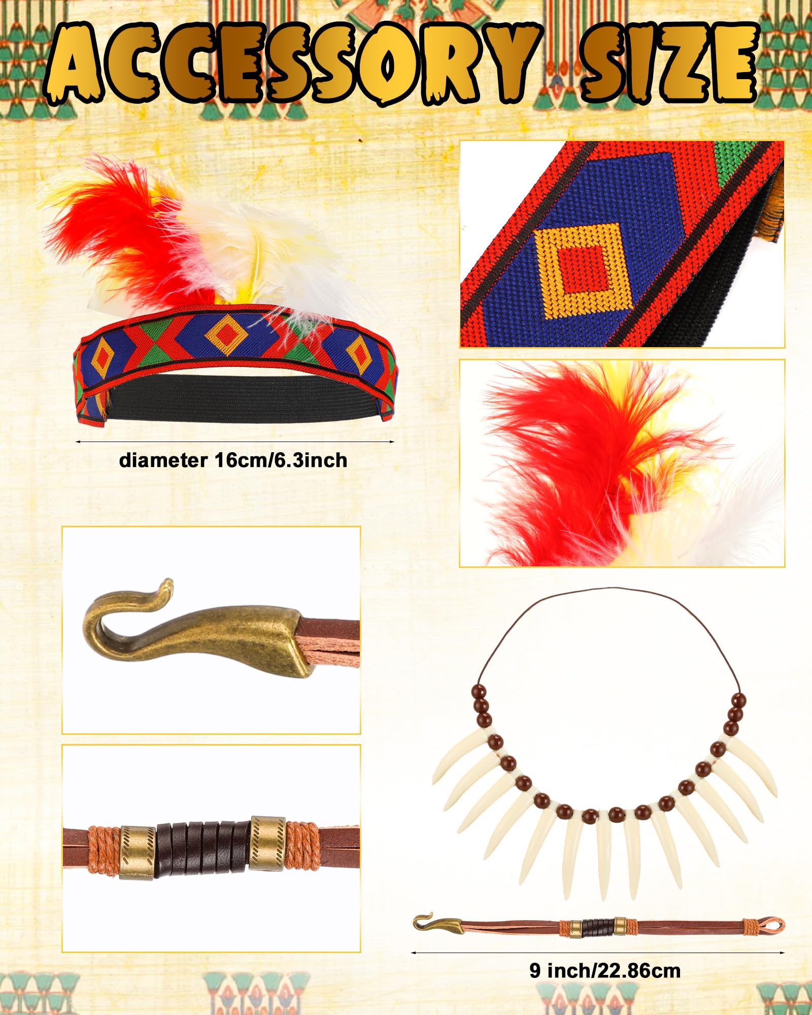 Liitrsh Costume indien 6 pièces pour enfants - Costume indien pour garçons et filles