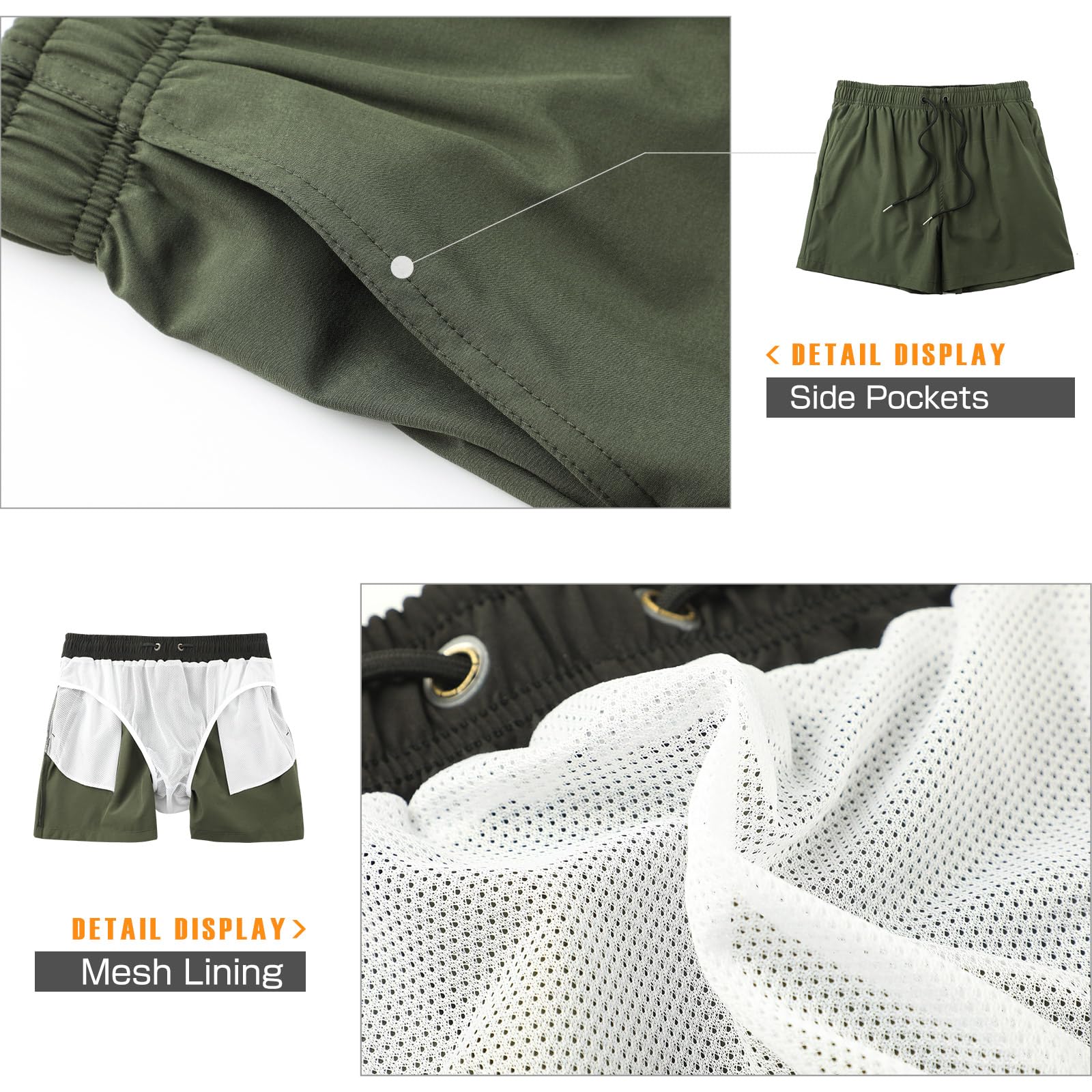 Danfiki Pantaloncini Costume da Bagno Uomo Asciugatura Veloce Calzoncini da Beach Costume da Bagno Fodera Rete con Taschino e Coulisse Trunks