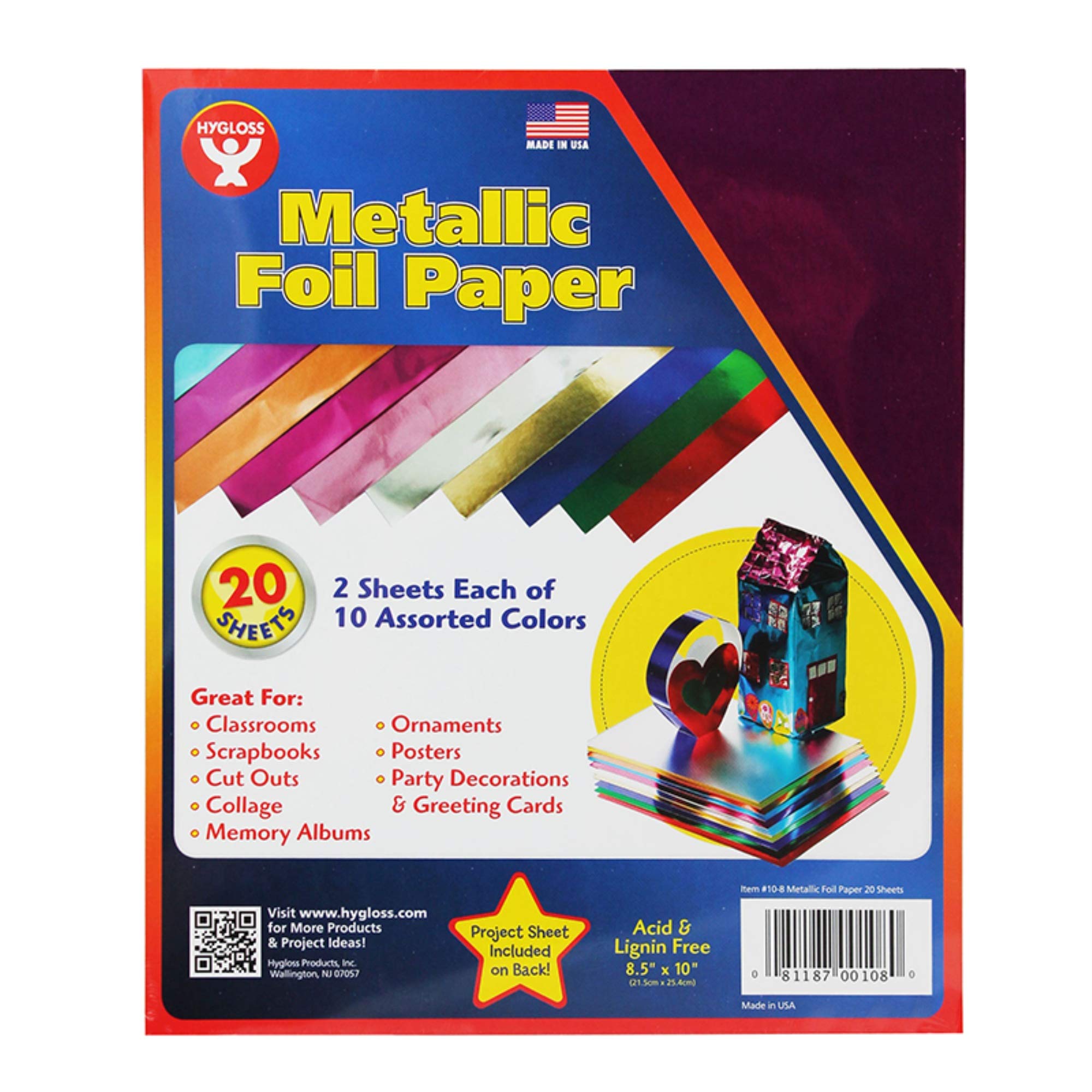 Metallic Paper 2 Each 10 Asst Color Arts & Crafts Paper Hyg108 Hygloss Products Inc.