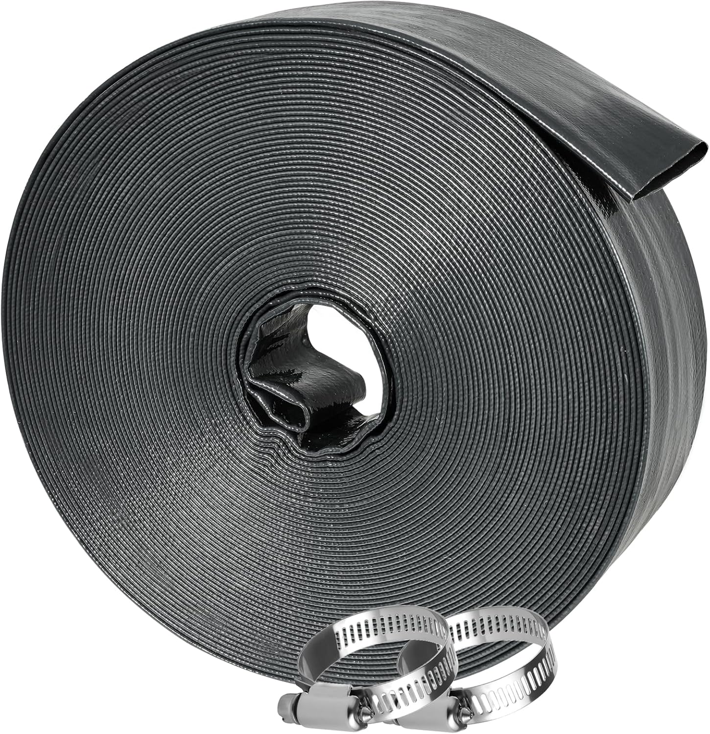 Sepetrel Pool Backwash Hose 2 Inch x 100 Feet | Heavy Duty Burst Resistant & Weatherproo Lay Flat Discharge Hose for Pool Sand Filter, Sump Pump, Inground & Above Ground Pools,Includes 2 Clamps