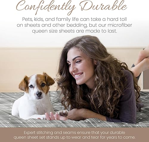 Miniatura 8 de Linen Market Juego de sábanas tamaño Queen, 4 piezas, ultracómodas, transpirables, refrescantes, esquinas tipo bolsillos profundos para colchón de
