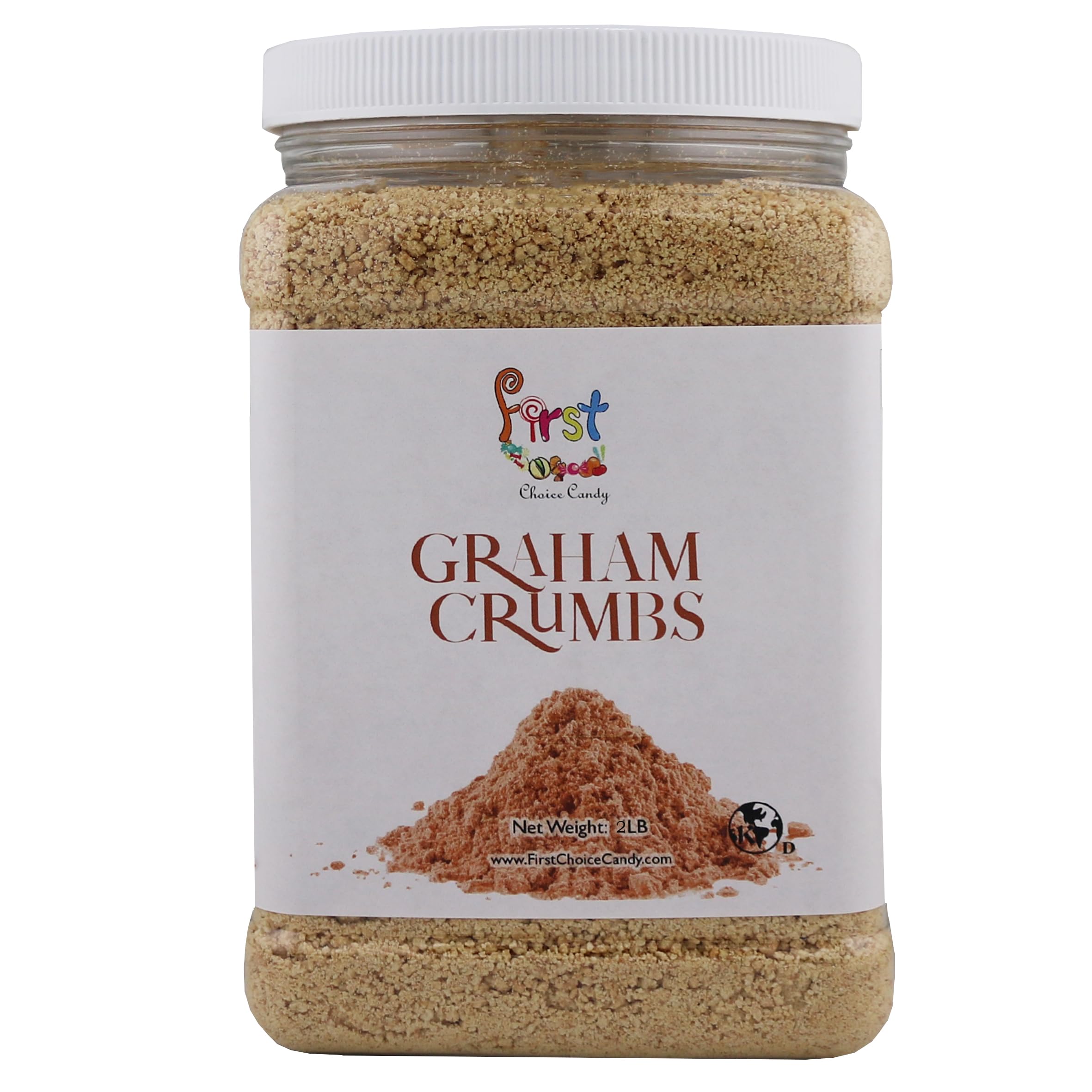 FirstChoiceCandy Premium Graham Cracker Crumbs in Reusable Jar - 2 Pound - Perfect for Graham Cracker Crust and Recipes - Graham Crackers