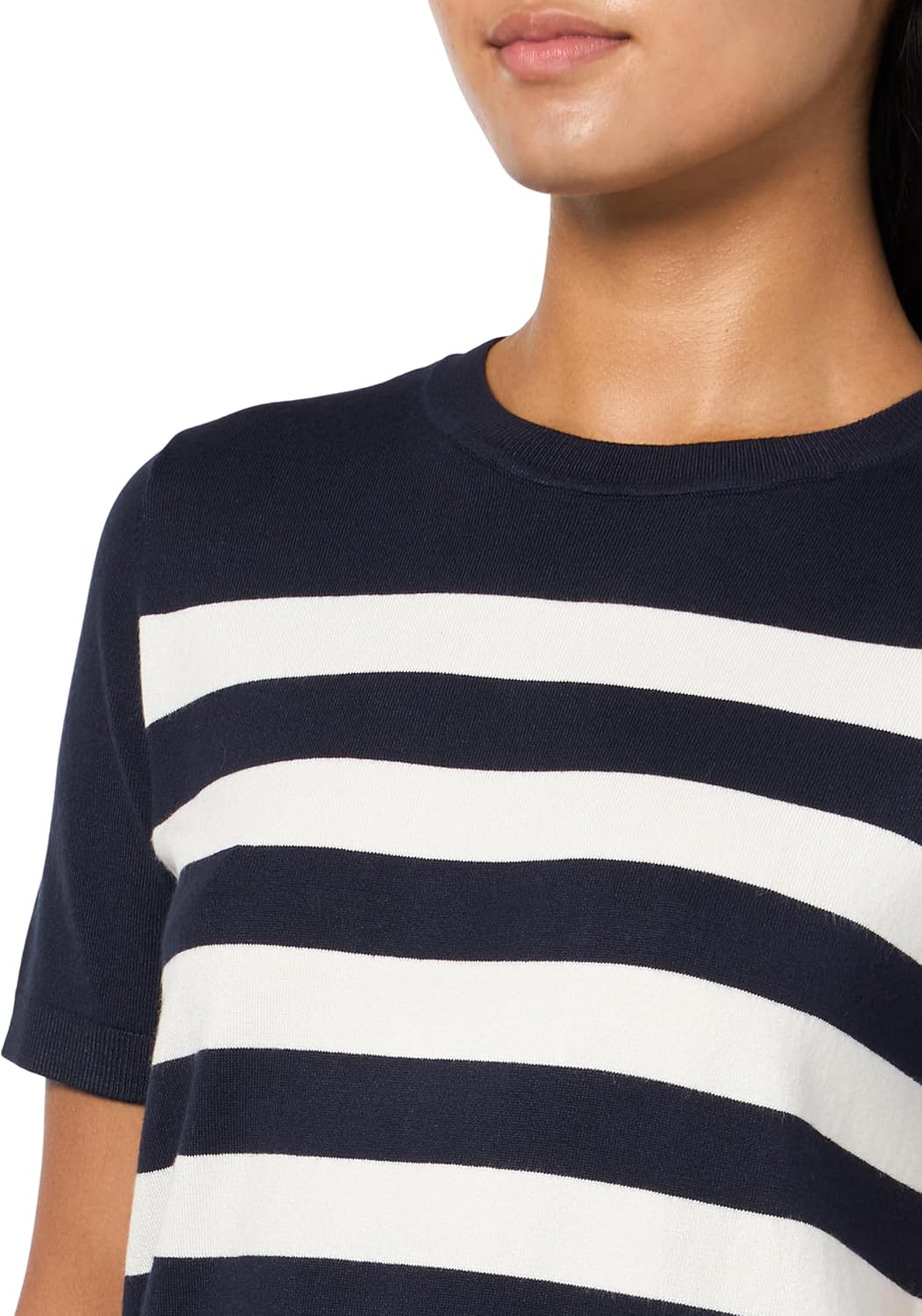 Nautica Women's Crew Neck Stripe Short Sleeve Sweater - Image 3