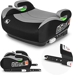 LIONELO Rialzo Auto per bambini LUUK FIX I-Size, Facile Installazione ISOFIX o/e cintura, 125-150 cm 22-36kg Leggero, Comodo, Indicatori, Schiuma Adattiva, Traspirante Lavabile, Car Booster, Braccioli