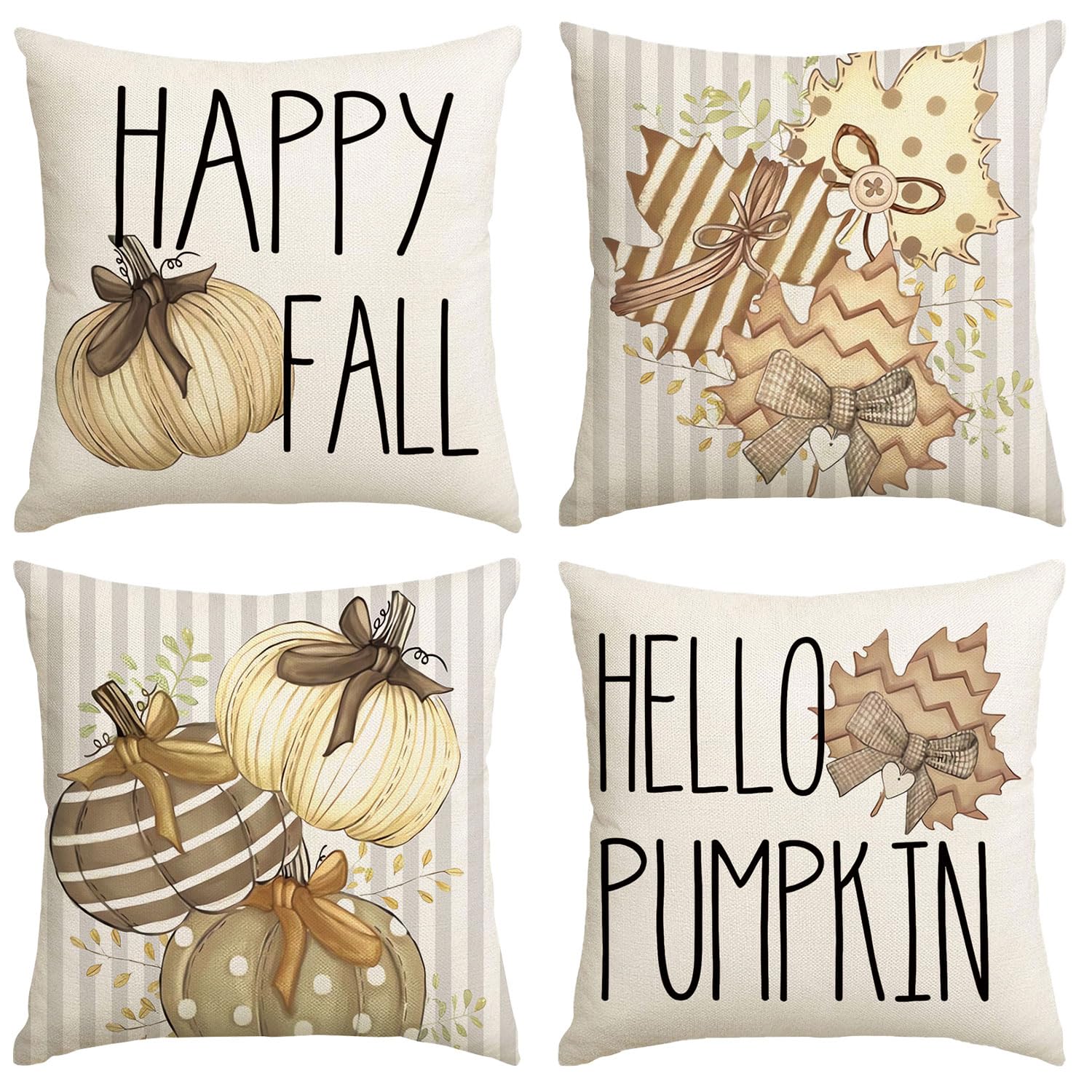 Set di 2 federe per cuscini autunnali, 40,6 x 40,6 cm, motivo