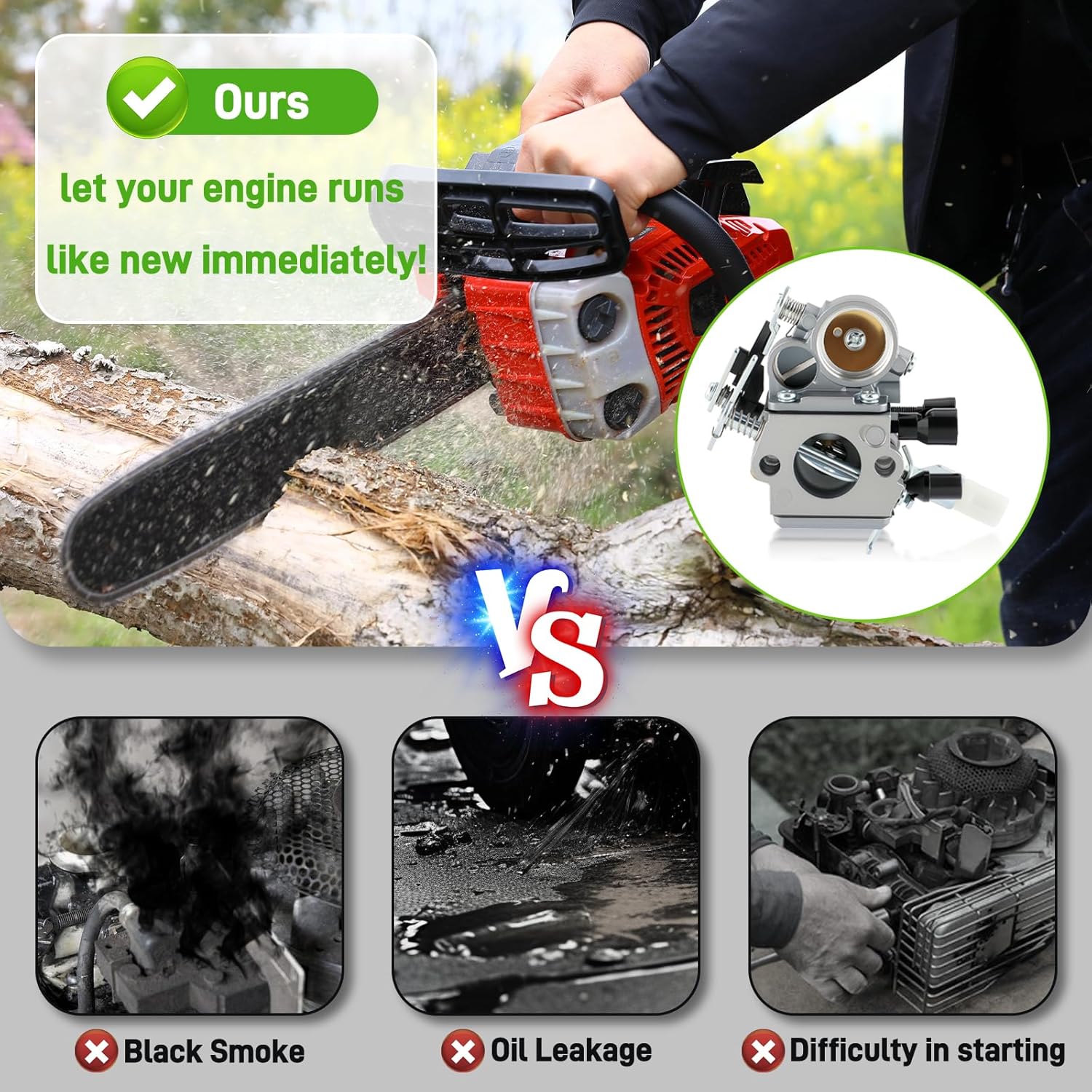 C1Q-S269 Carburetor for Stihl Chainsaws MS211 MS171 MS181 Replace# 1139 120 0619, 1139 1207 100, 1139 1200 612, with 1139 120 1602 Air Filter Kit