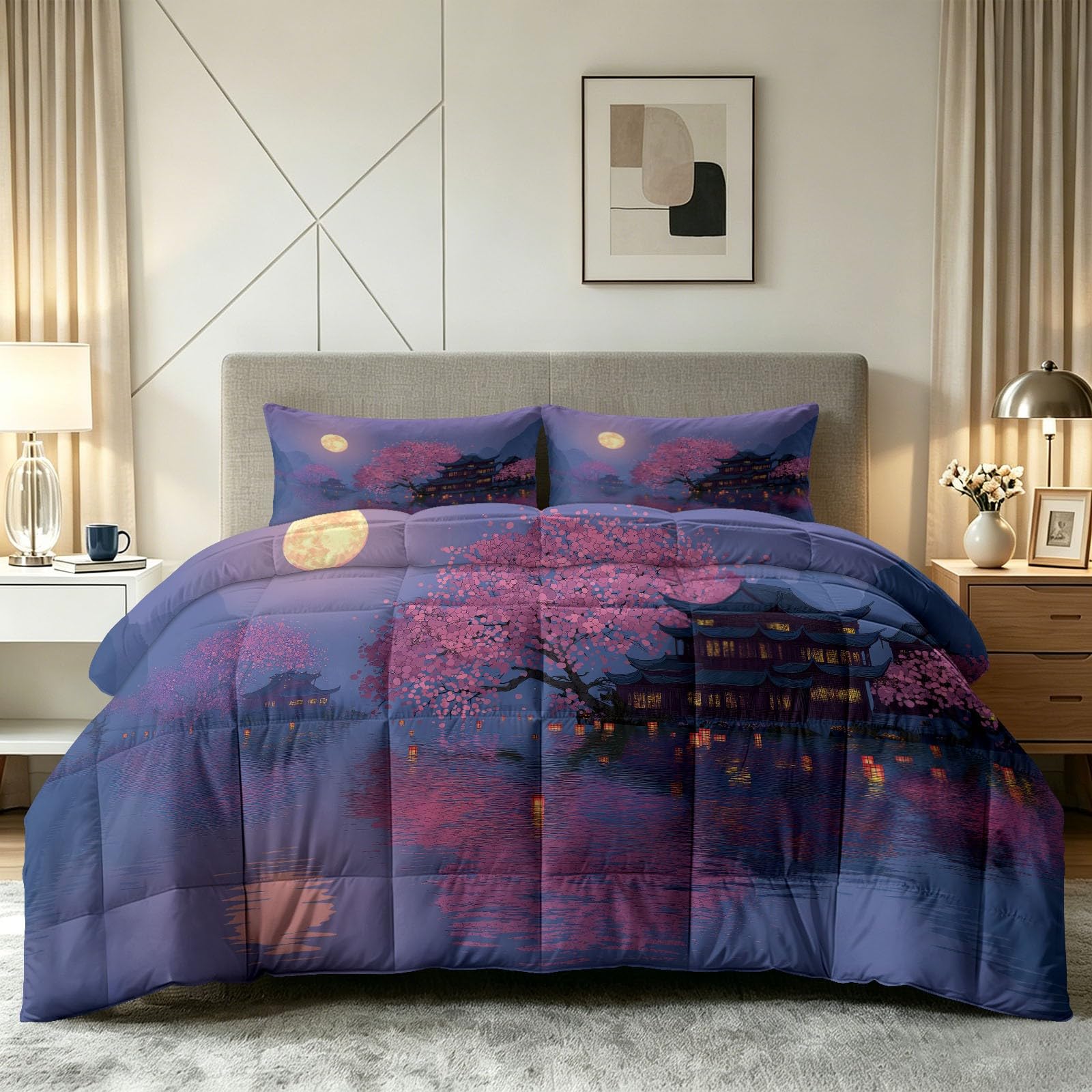 Edredón japonés antialérgico de 230 x 220 cm lavable a máquina para un descanso sin ácaros
