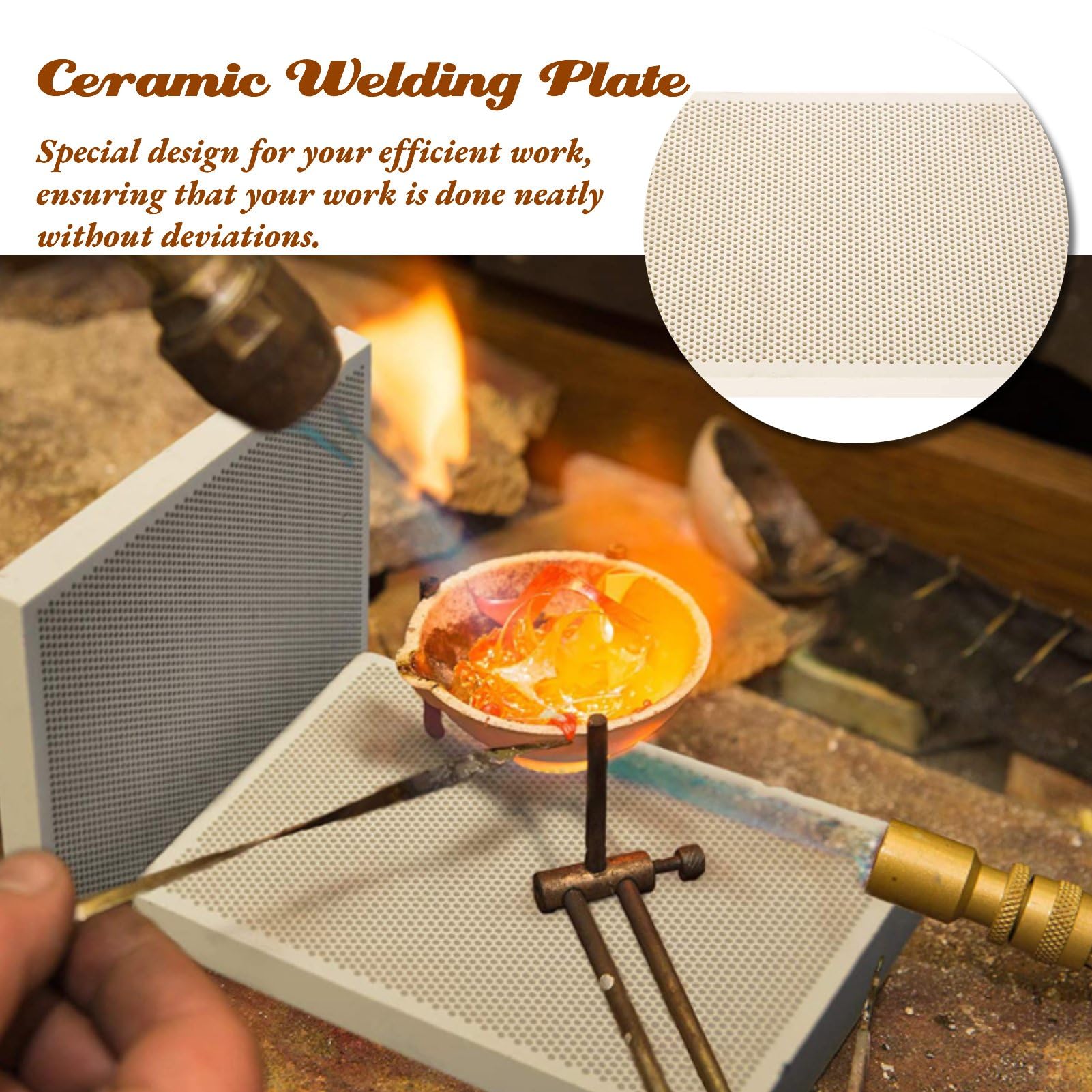Ceramic Soldering Board, Honeycomb Soldering Mat Soldering Block for Melting Casting Gold Tools Jewelry Making Tools, 13.5 x 9.5cm - Image 2
