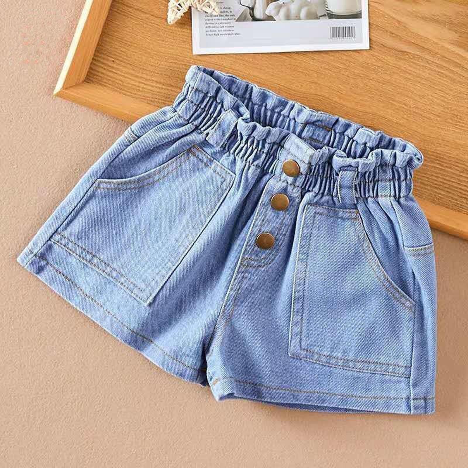 2026 Shorts Niñas Pantalones Cortos Niñas Verano Pantalones Cortos Vaqueros con Diseño de 3 Botones - Ligero & Casual Sesión de Fotos Recién Nacido