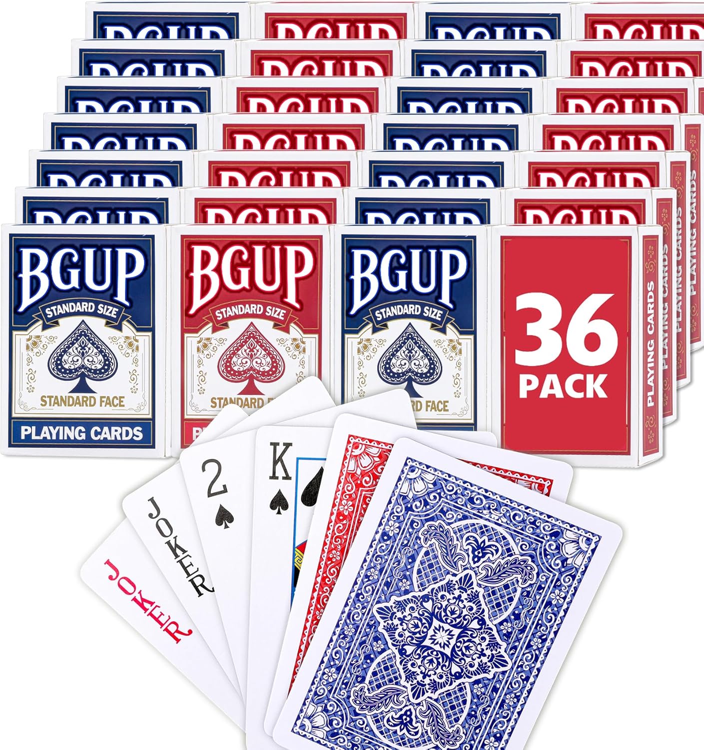 Playing Cards BGUP - 36 Mazos de Póker Tamaño Estándar (Rojo/Azul) miniatura 1