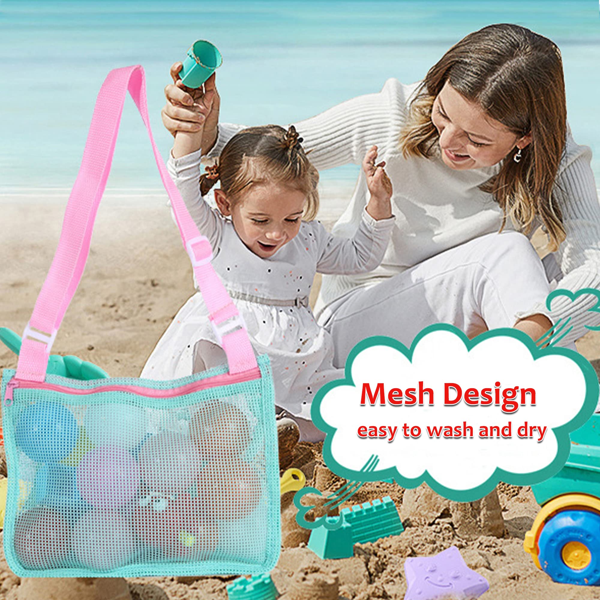 5-teiliges Set Bunte Netz-Strandtaschen - Atmungsaktiv, Mit Verstellbaren Gurten Für Pool, Strand & Reisen
