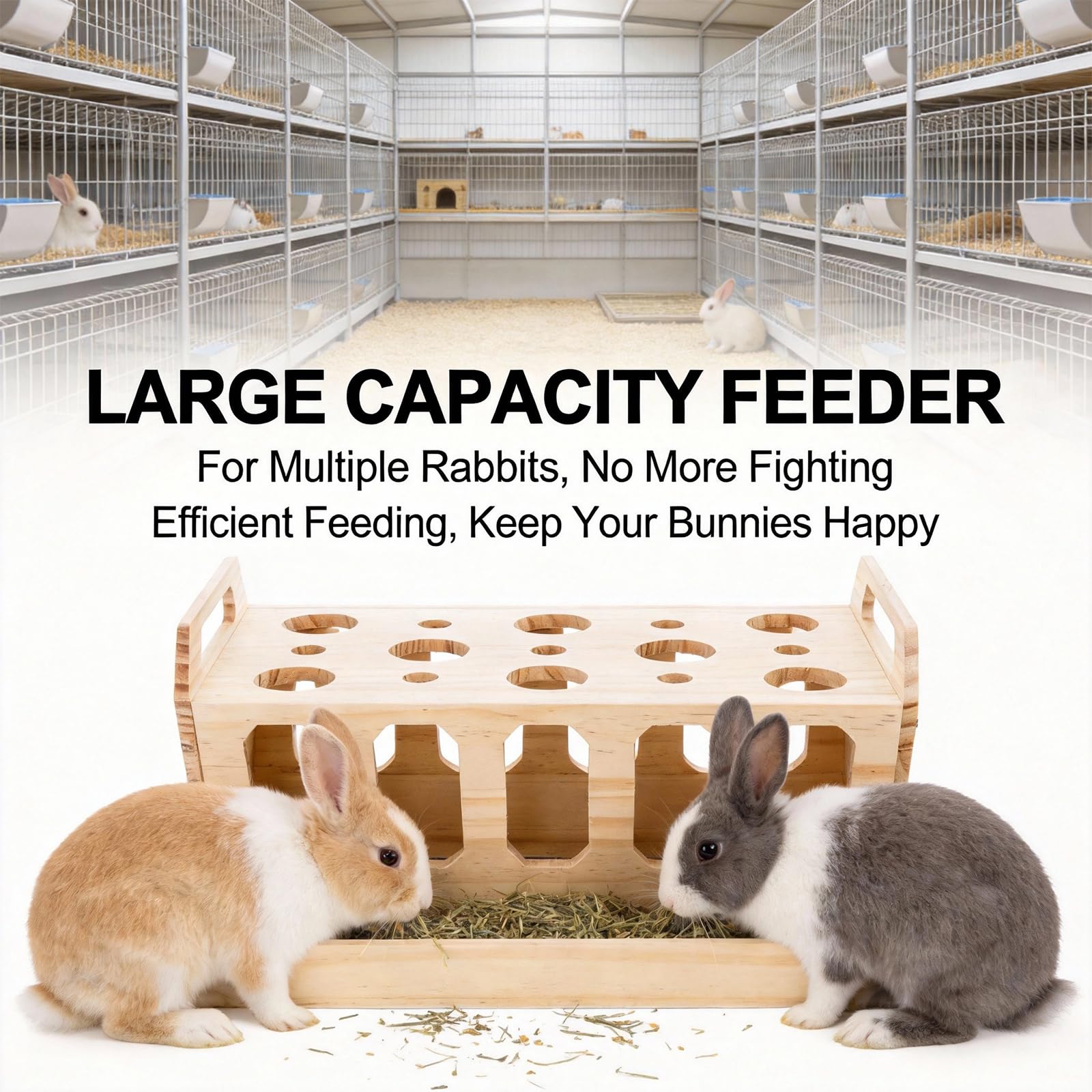 Râtelier à Foin pour Rongeurs, 12*9.4*6.6inch Distributeur de Foin en Bois Grande Capacité, Mangeoire à Foin pour Lapin en Bois, Grand Râtelier à Foin en Boi Lapin pour Lapins Hamsters Cochons d'Inde