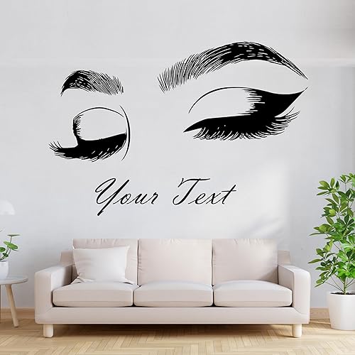 Calcomanía de pared para pestañas - Pestañas - Cejas - Chica hermosa - Salón de belleza - Texto personalizado - Cejas - Calcomanía adhesiva - Citas