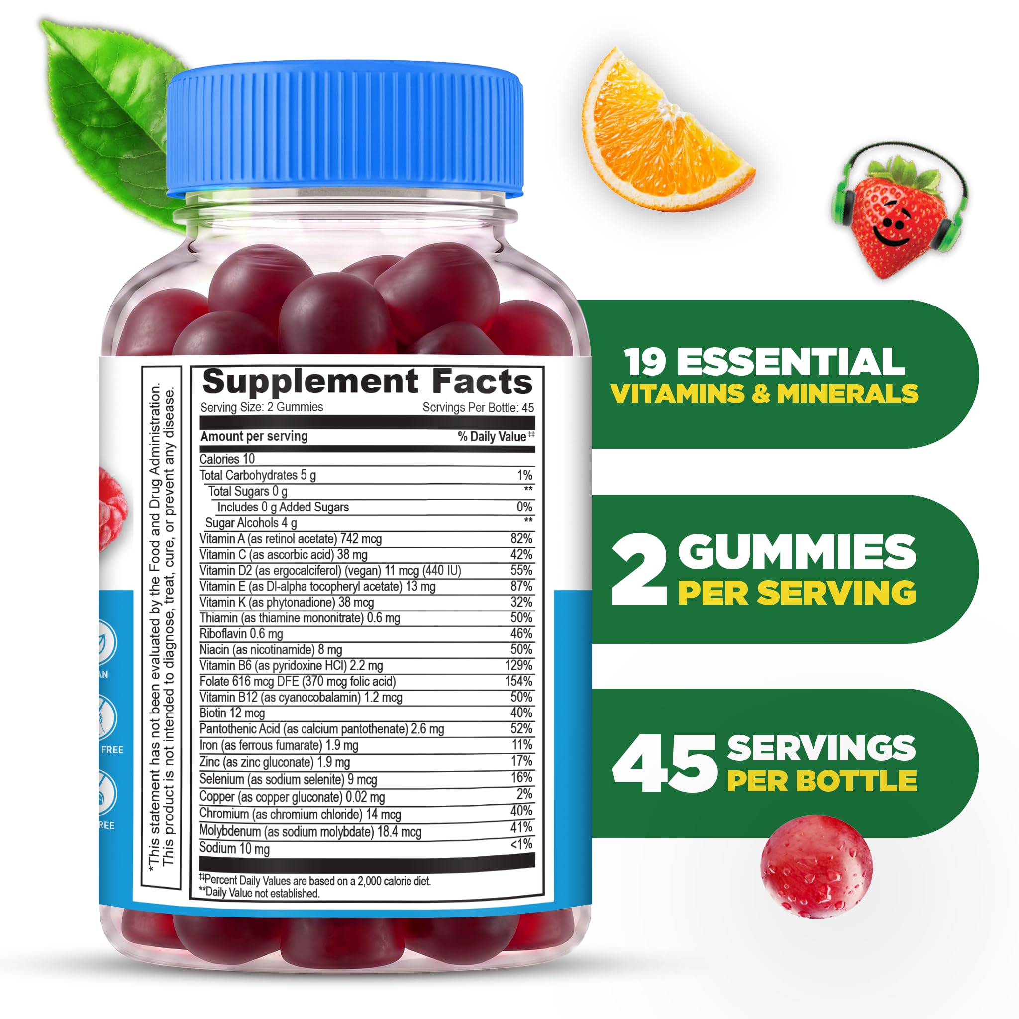 Lifeable Sugar Free Multivitamin Gummies for Men, Vegan, Berry, 90 Count — Amazon image 2