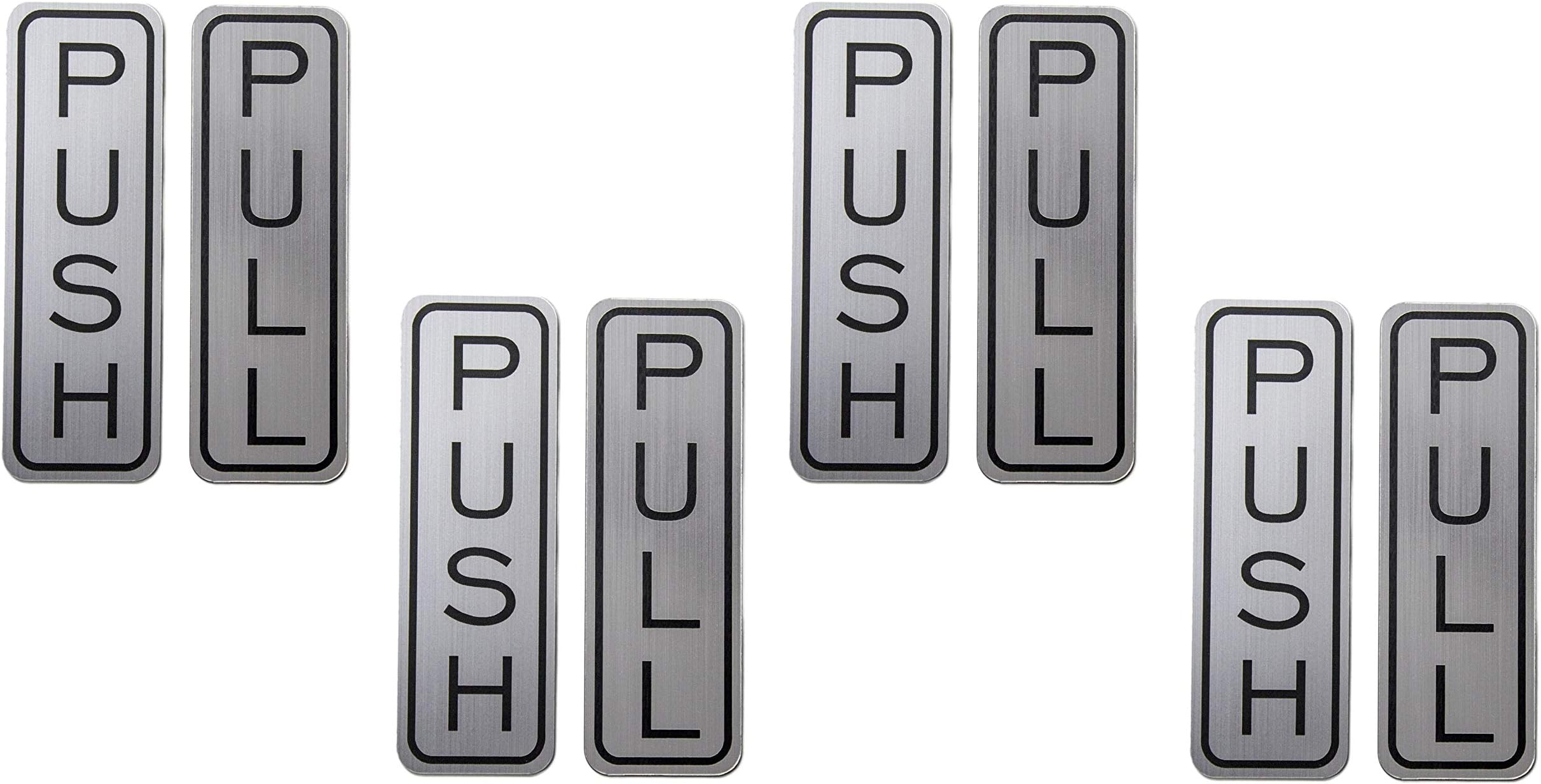 Coolest Brushed 304 Grade Stainless Steel Premium Push/Pull Set Door Sign (Vertical) 5 x 1.5 inch Stylish… (Pair of 4)