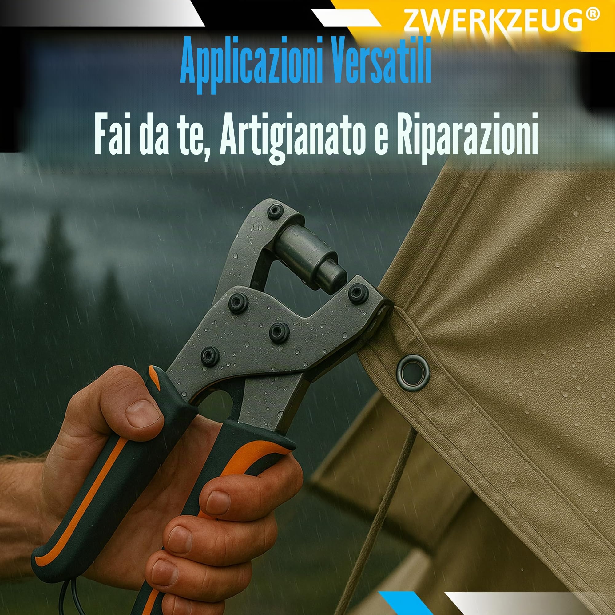 Set di pinze per occhielli professionali con 2 ricambiati, set di occhielli (diametro 10 mm), pressa magnetica per occhielli per tessuti, teloni e tende da sole (pinza per occhielli)