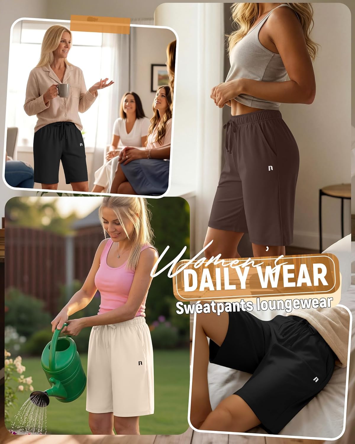 Neer 3 Pack Women's Quick Dry Shorts Women Drawstring High Waisted Bermuda Athletic Shorts with Pockets - Image 2