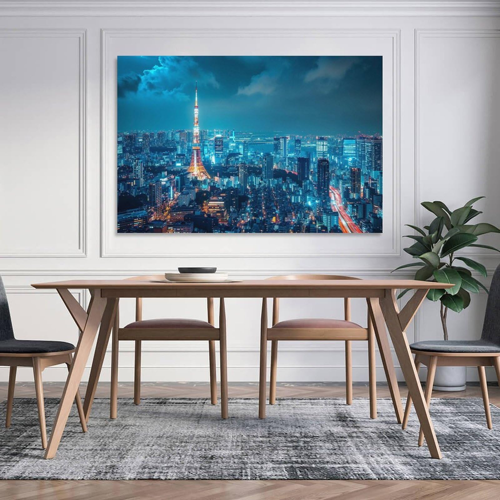 Amazon.co.jp: 絵画 東京の街の夜景インテリア 絵画 魅力的な都市景観