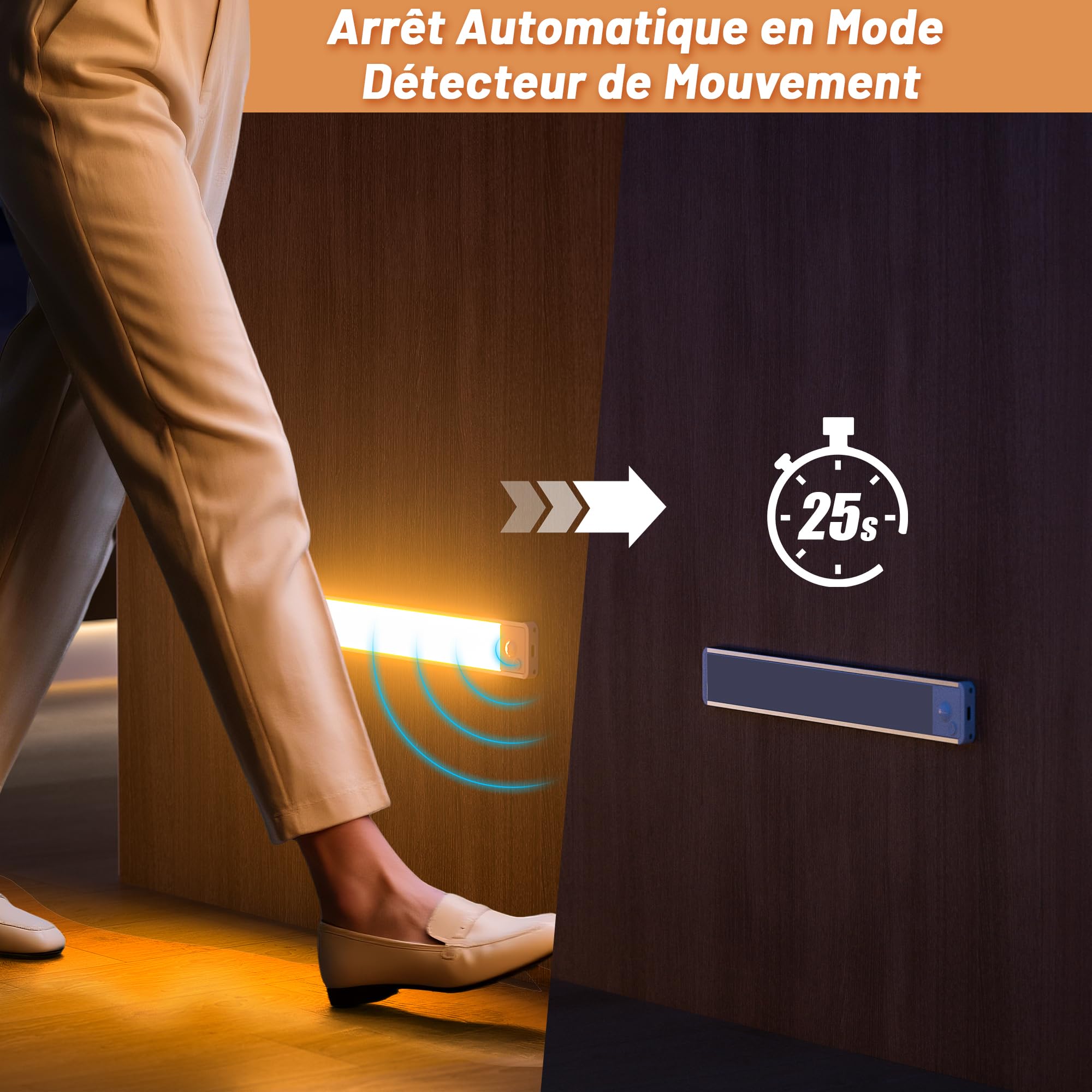 GWULC Luce LED Sottopensile Cucina Lampade LED Sottopensili 20CM Magnetiche a Batteria Sensore Movimento Armadio Ricaricabile USB Senza Fili Illuminazione Interno per Armadi e Schrank