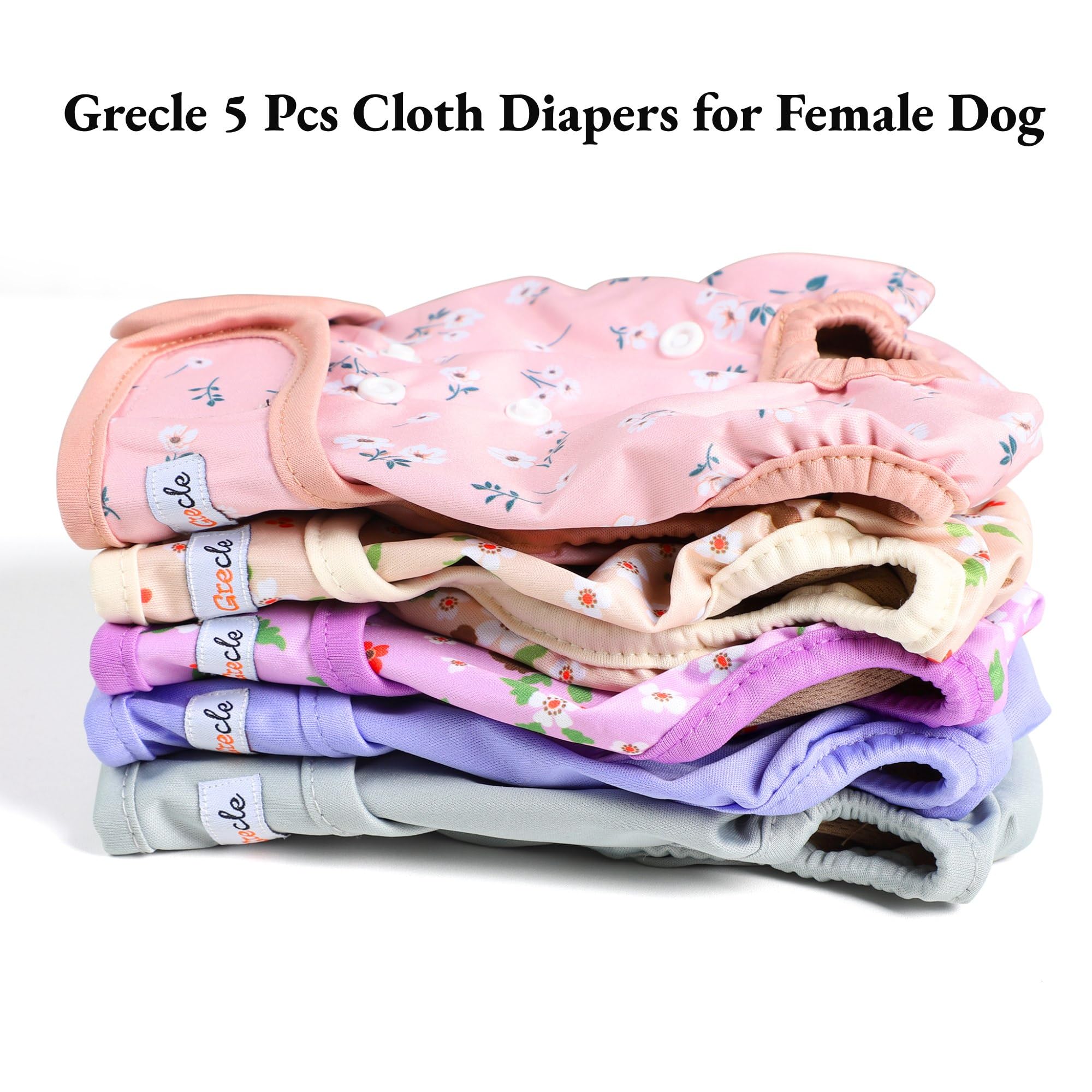 Pañales para perras, 5 unidades, pañales reutilizables de alta calidad para perritos en celo, pañales altamente absorbentes para incontinencia de mascotas con broches ajustables, flores, talla XL