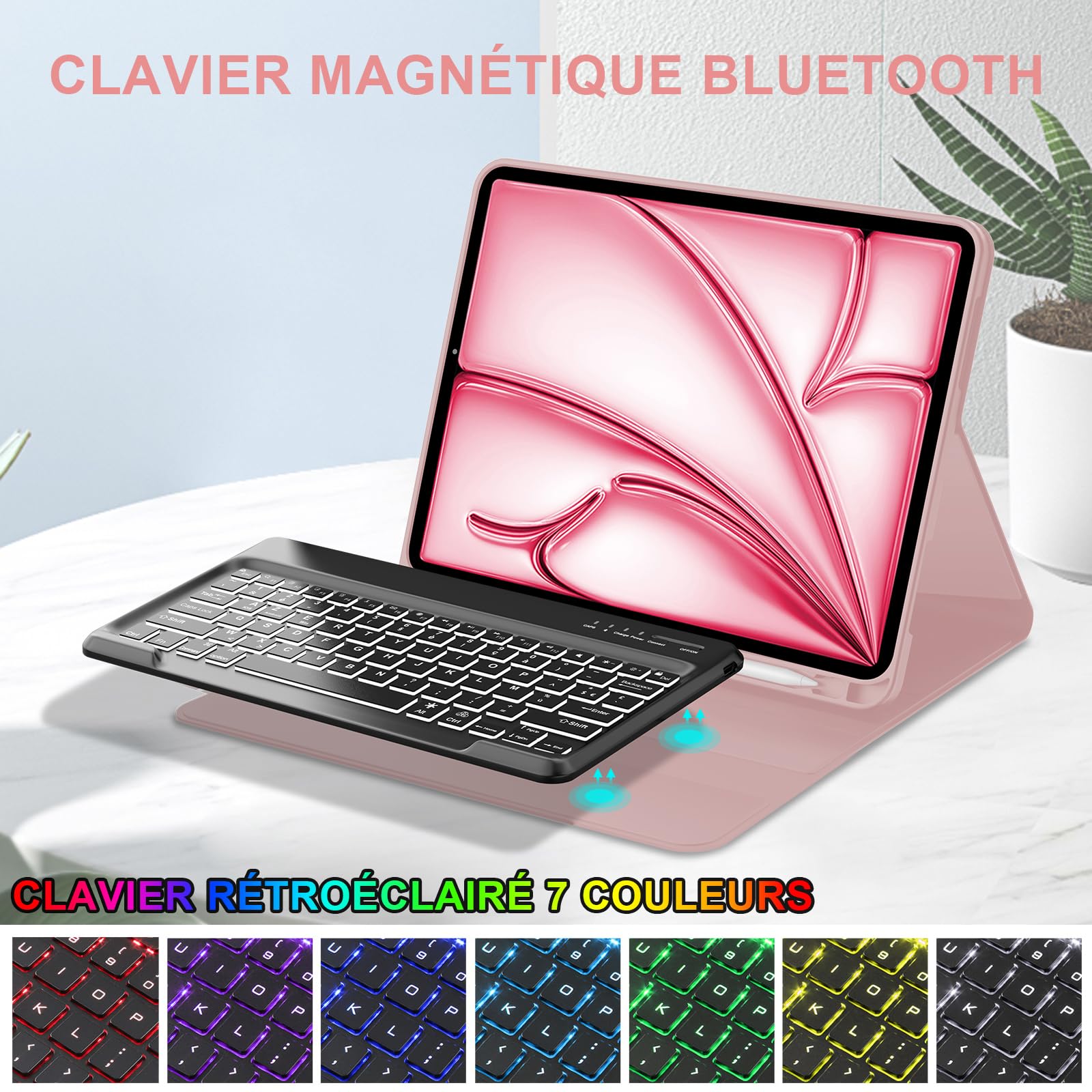 Tastiera Con Touchpad Per IPad Air 11 M2/M3 2024/2025 - Bluetooth, Layout Italiano QWERTY, Custodia Protettiva, Ricaricabile, Colore Cielo Blu