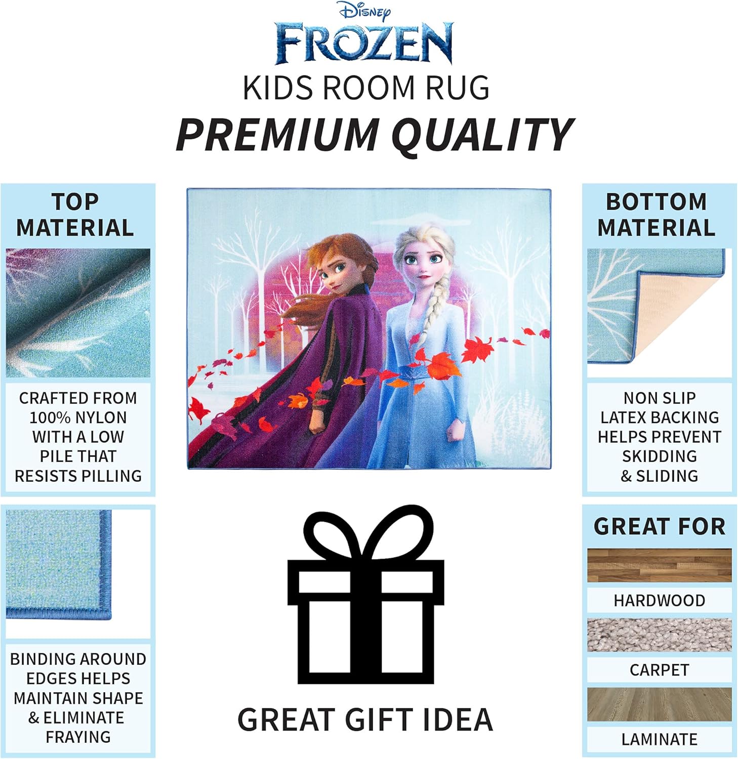 One-Day Sale: Up to 50% Off Franco Kids Room Non Slip Area Rug, 69 in x 52 in, Disney Frozen 2