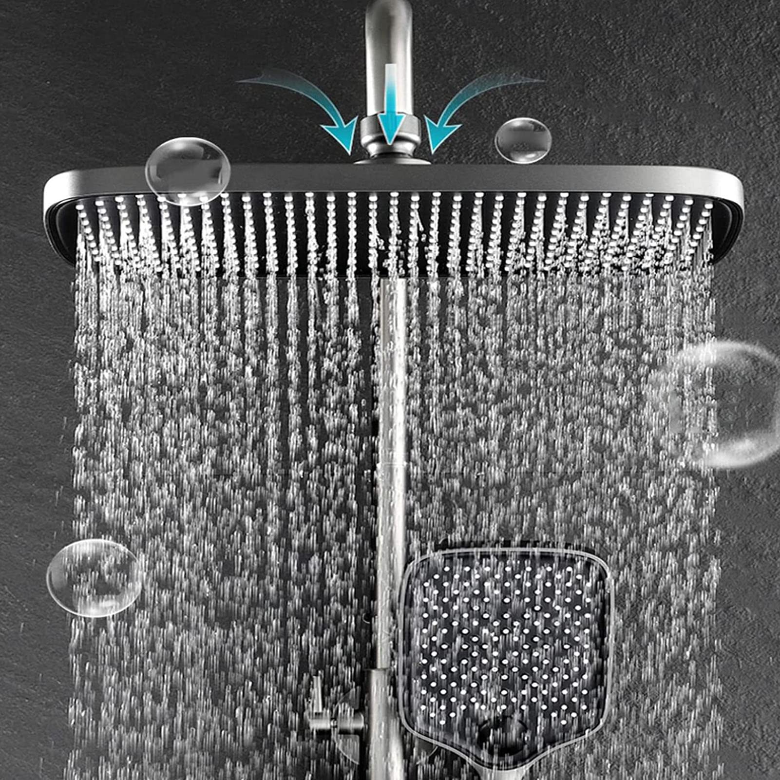 System prysznicowy termostatyczny, zestaw baterii prysznicowej z wyświetlaczem temperatury, głowica prysznicowa, 3 tryby prysznica ręcznego, bidet, wylewka wannowa, bateria prysznicowa do wanny