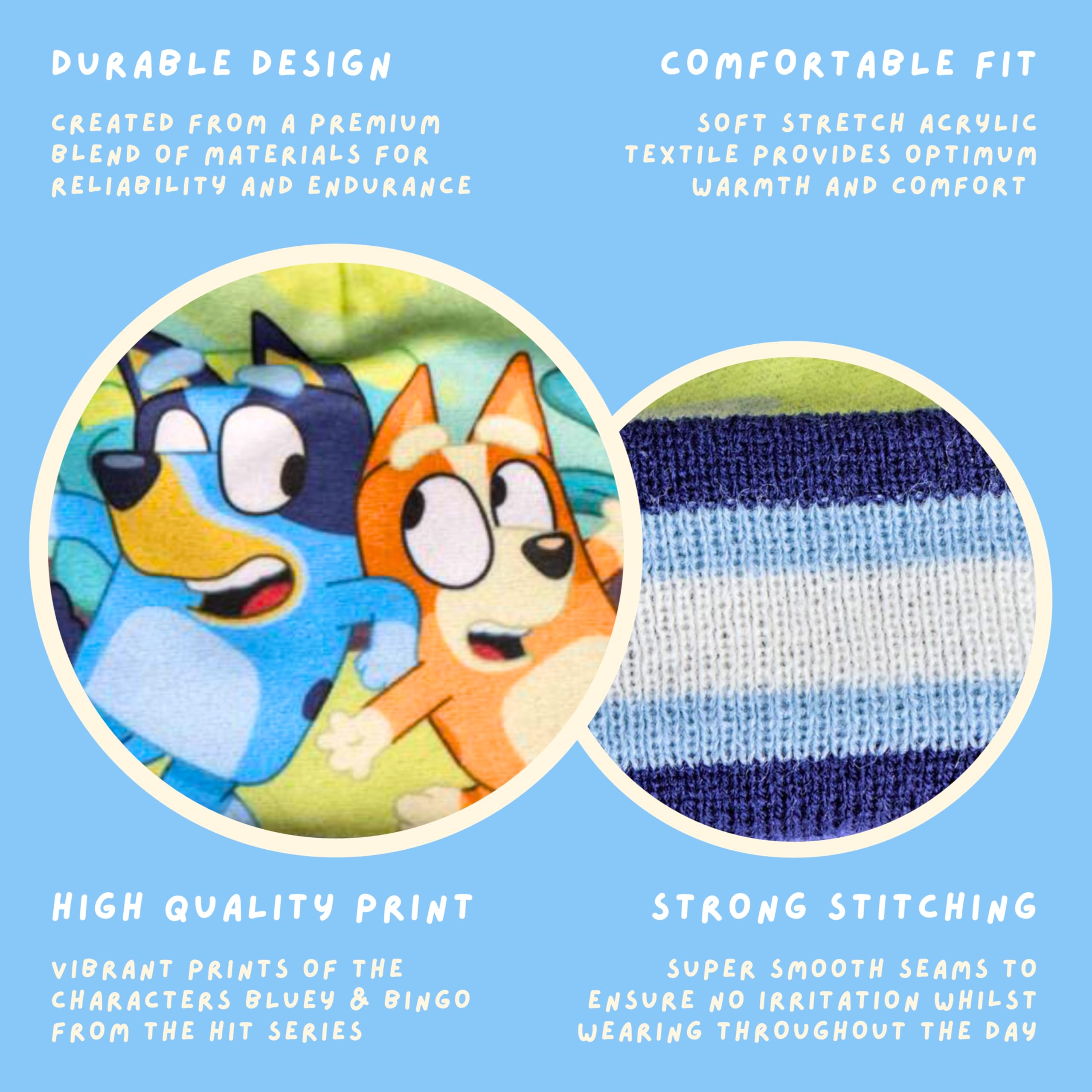Bluey Gorro y Guantes para Niño, Conjunto de Invierno para Niños, Accesorios de Invierno Infantil Diseño Bingo