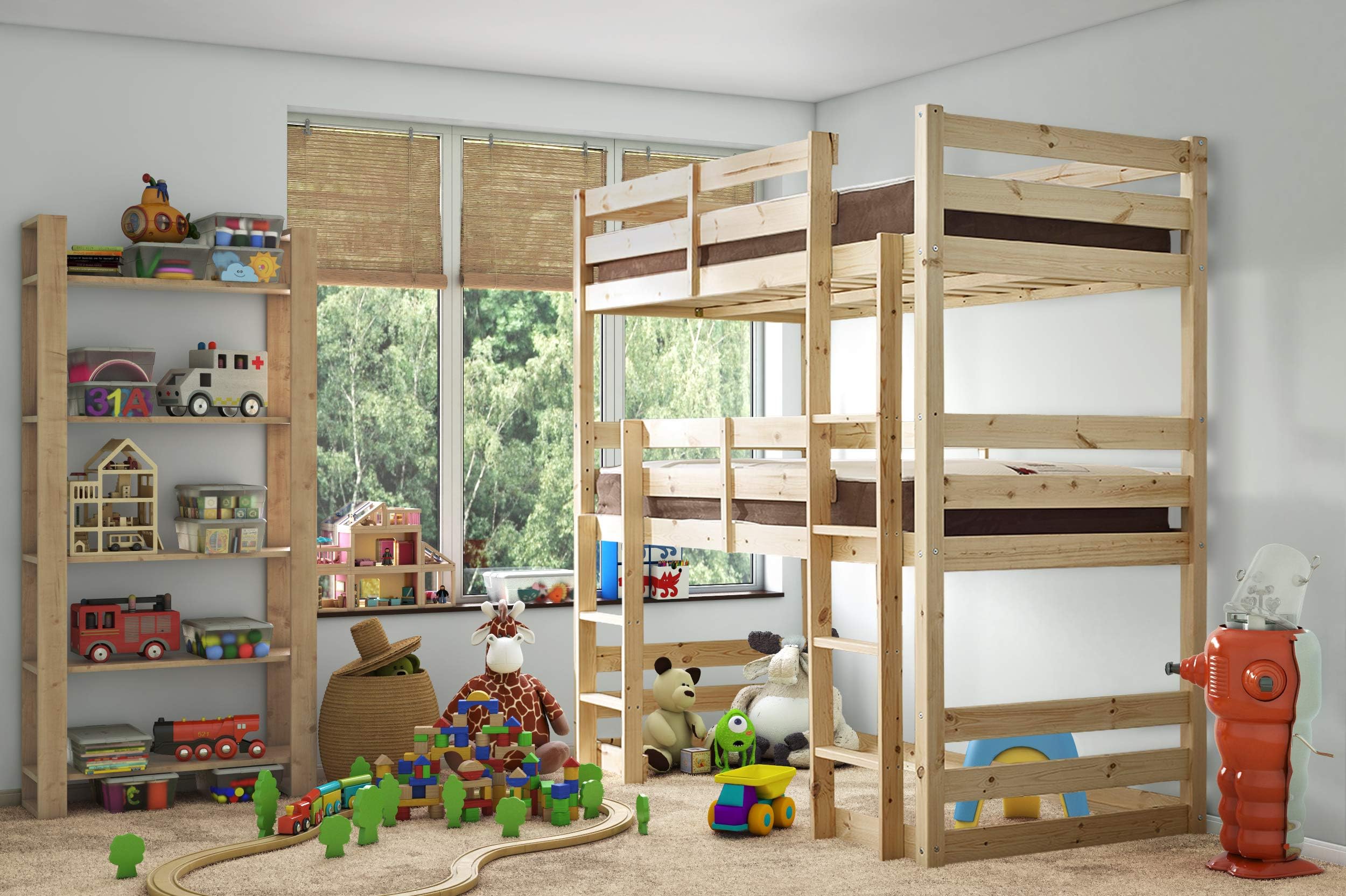 STRICTLY BEDS&BUNKS Fusion Solid Pine Storage Bunk Bed, Heavy Duty 3ft Single